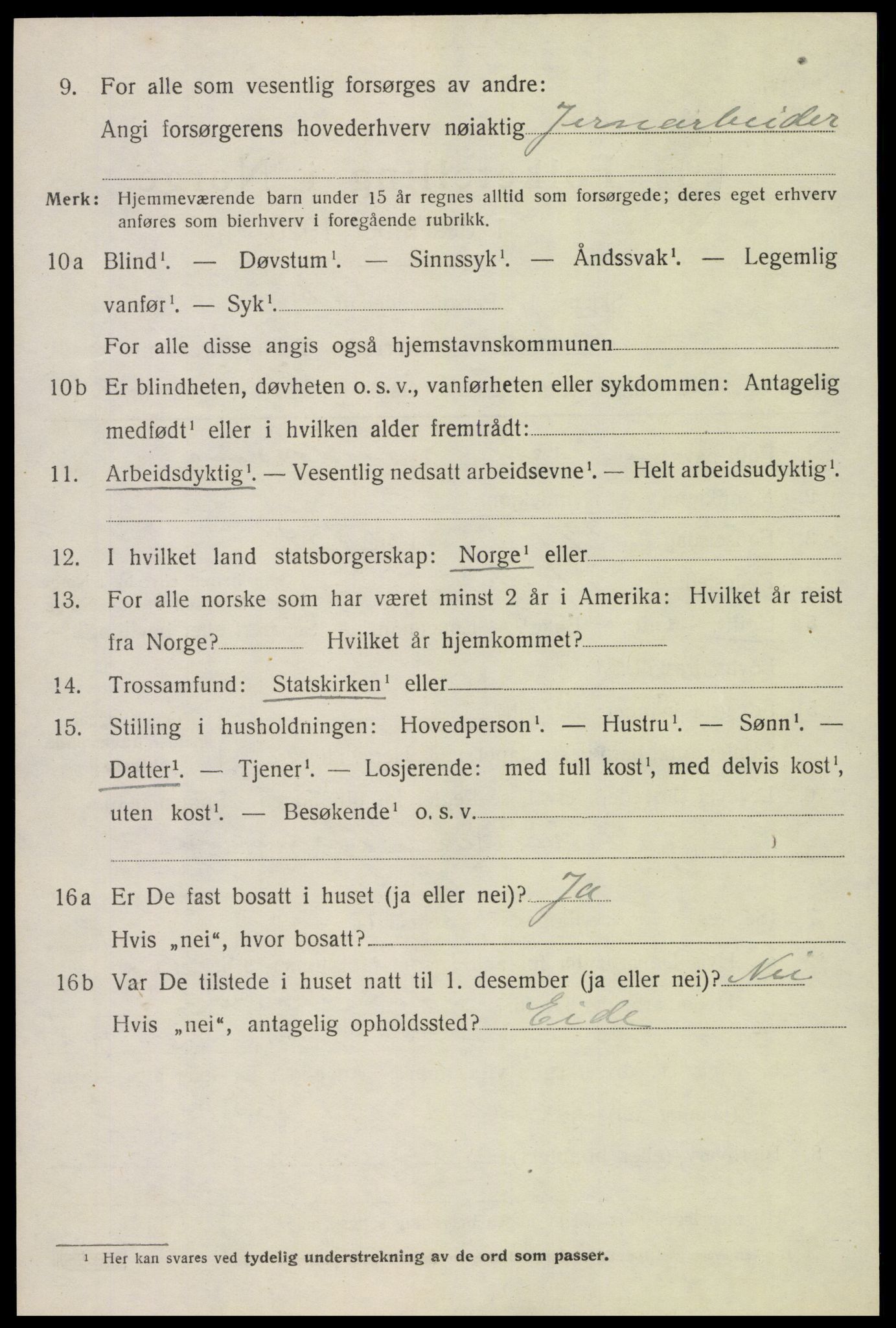 SAK, 1920 census for Fjære, 1920, p. 11080