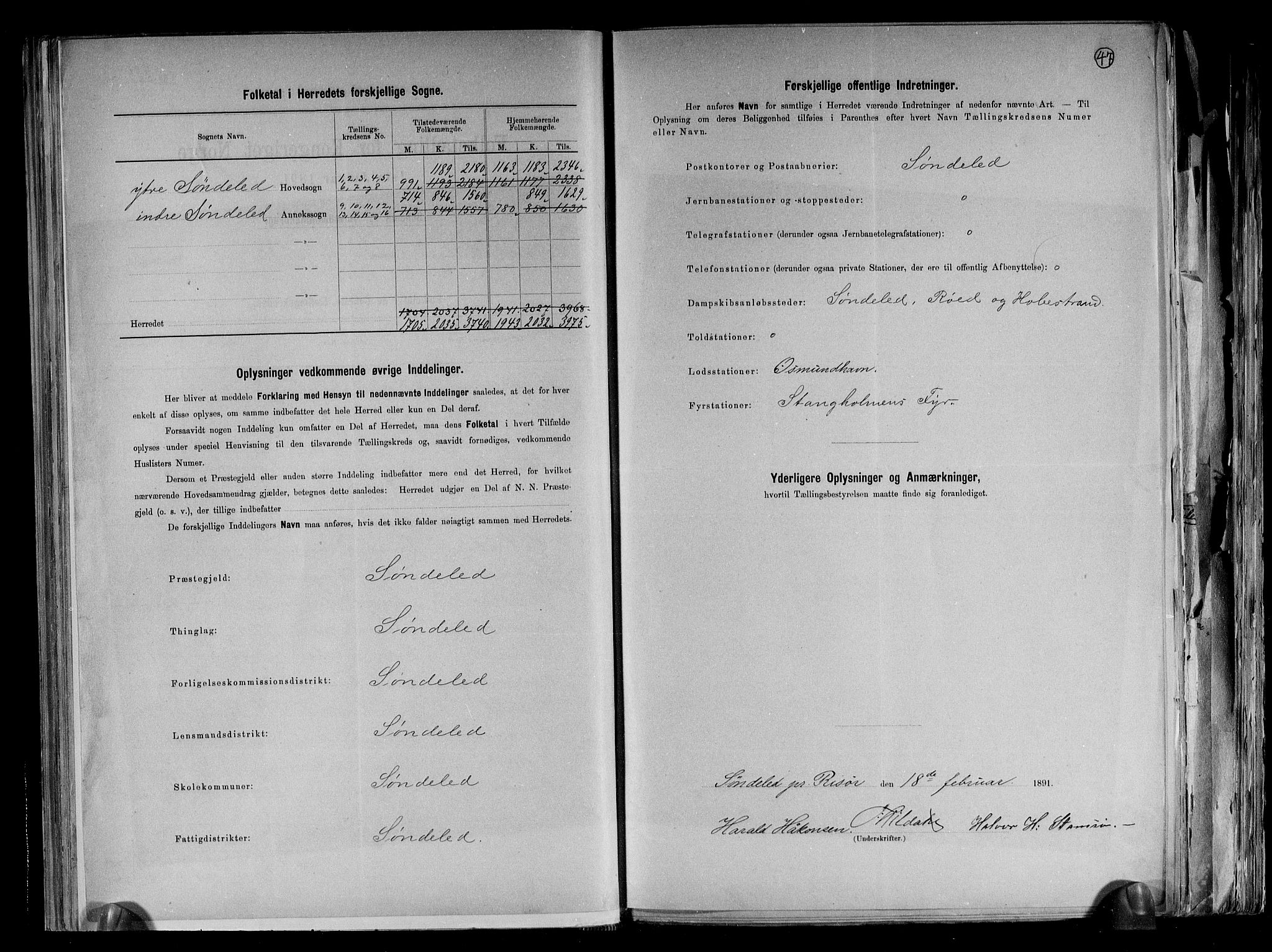 RA, 1891 census for 0913 Søndeled, 1891, p. 3