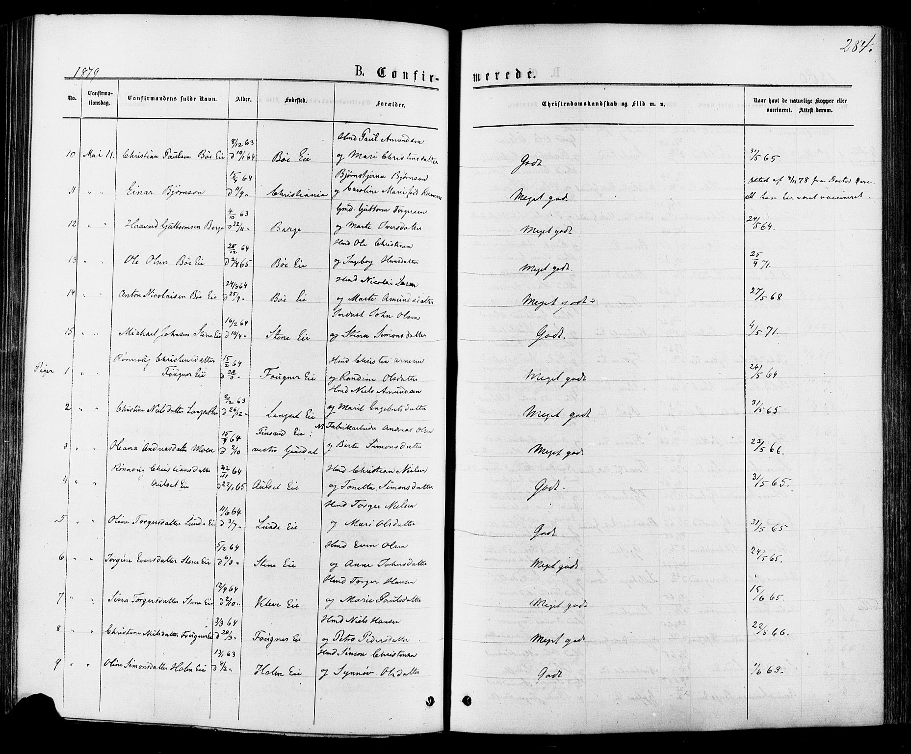 Østre Gausdal prestekontor, SAH/PREST-092/H/Ha/Haa/L0001: Parish register (official) no. 1, 1874-1886, p. 284