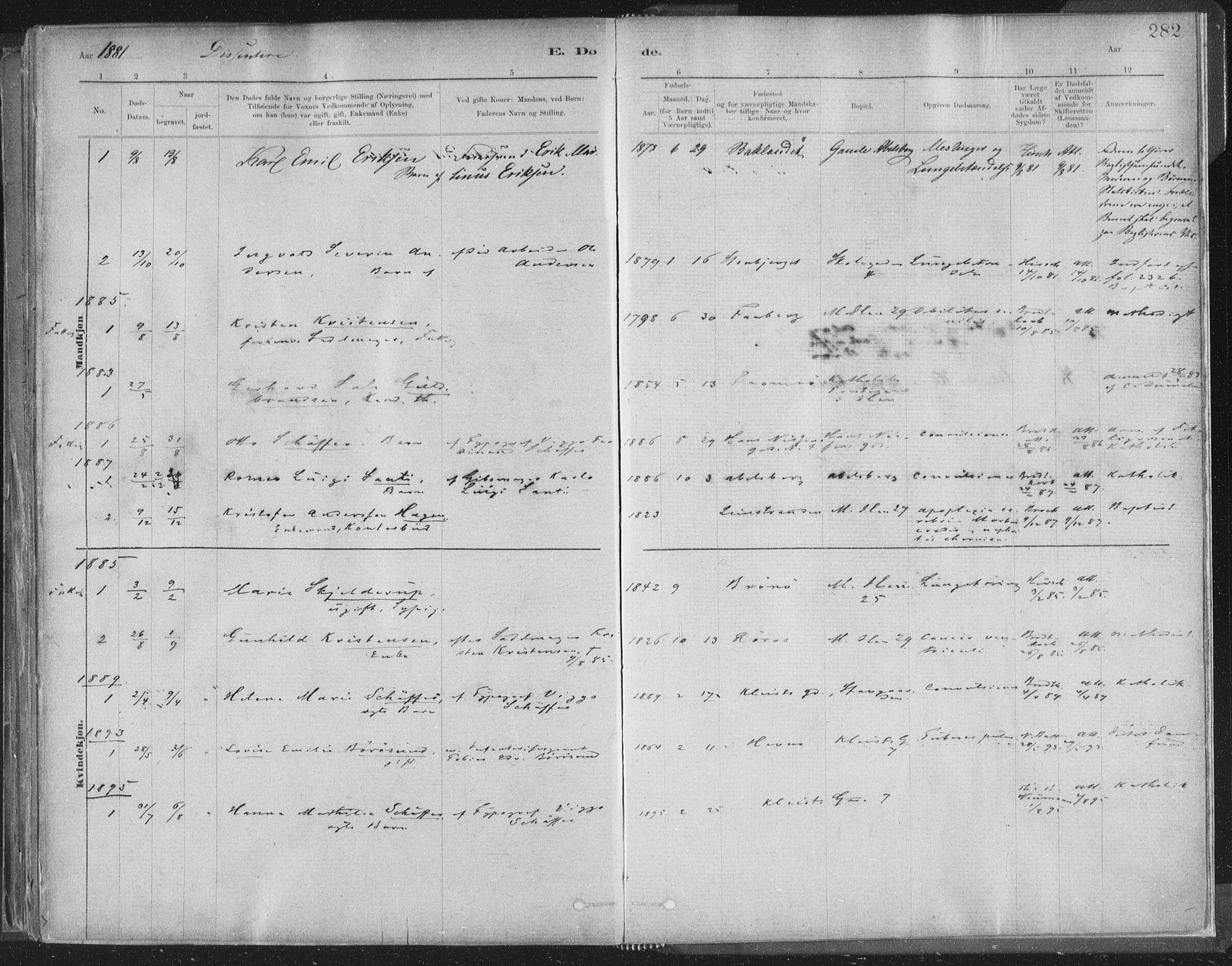 Ministerialprotokoller, klokkerbøker og fødselsregistre - Sør-Trøndelag, SAT/A-1456/603/L0162: Parish register (official) no. 603A01, 1879-1895, p. 282