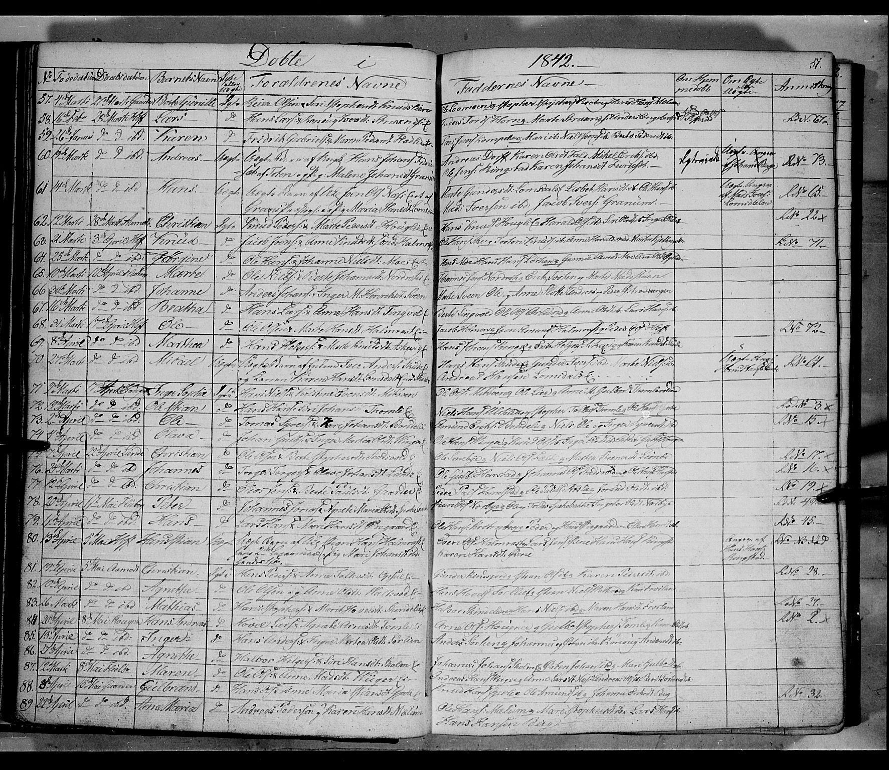 Land prestekontor, AV/SAH-PREST-120/H/Ha/Hab/L0002: Parish register (copy) no. 2, 1833-1849, p. 51