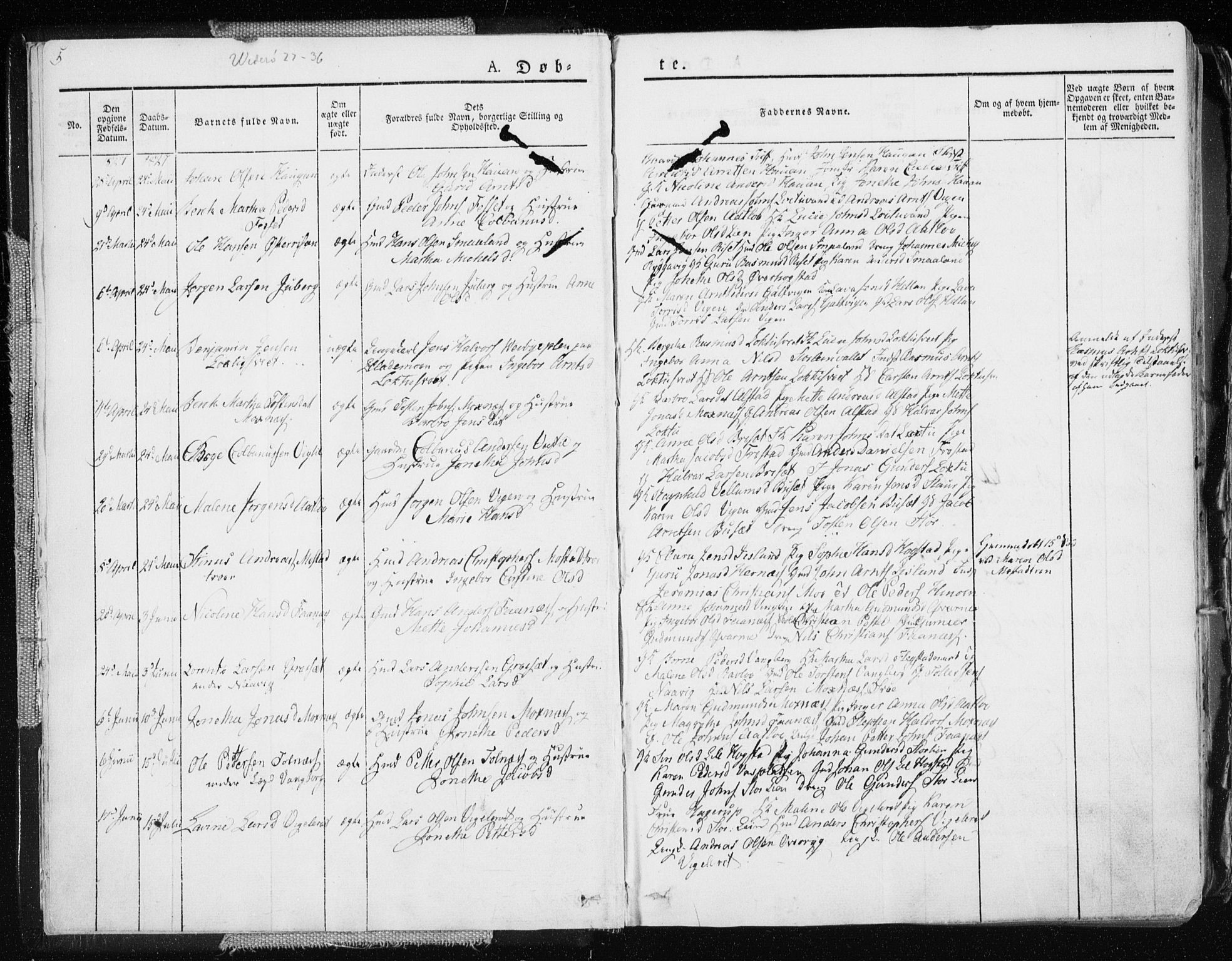 Ministerialprotokoller, klokkerbøker og fødselsregistre - Nord-Trøndelag, SAT/A-1458/713/L0114: Parish register (official) no. 713A05, 1827-1839, p. 5