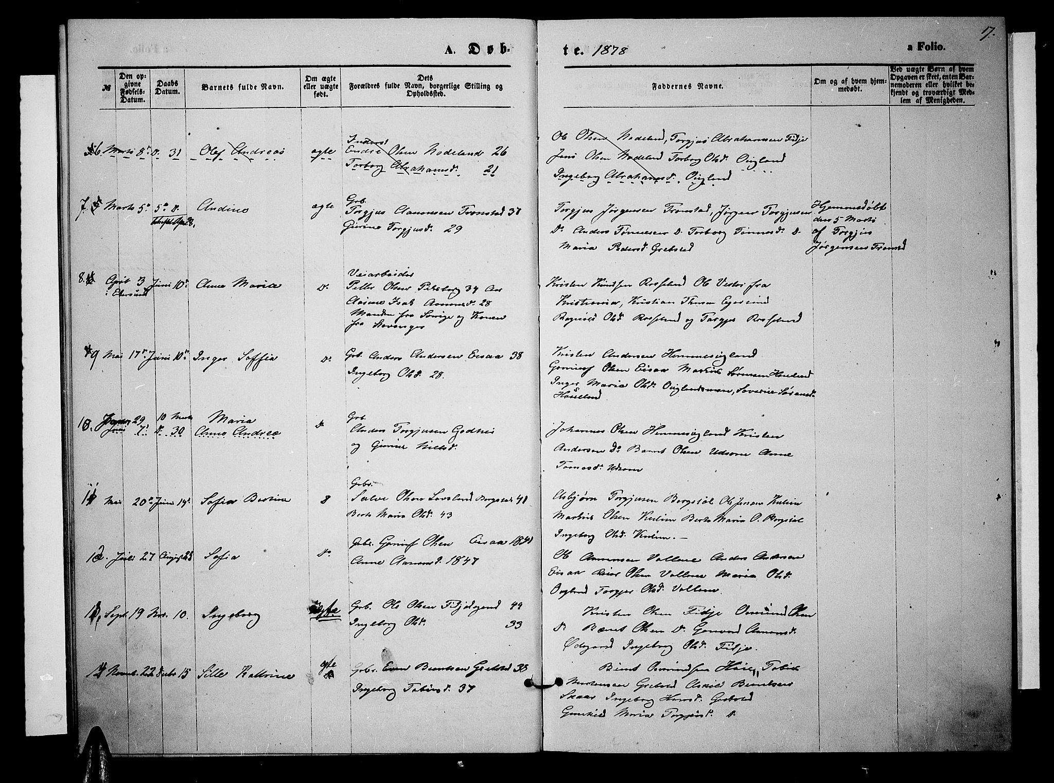 Søgne sokneprestkontor, SAK/1111-0037/F/Fb/Fba/L0003: Parish register (copy) no. B 3, 1874-1887, p. 17