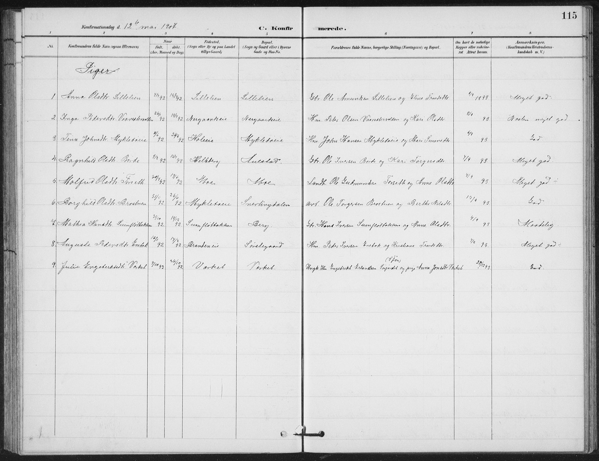 Vestre Gausdal prestekontor, SAH/PREST-094/H/Ha/Hab/L0004: Parish register (copy) no. 4, 1898-1939, p. 115