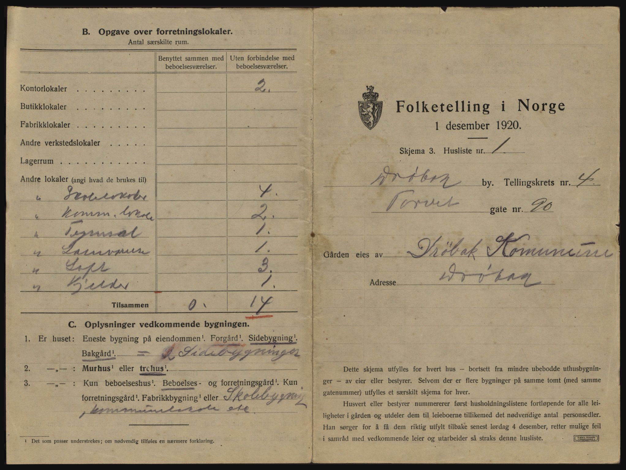 SAO, 1920 census for Drøbak, 1920, p. 365