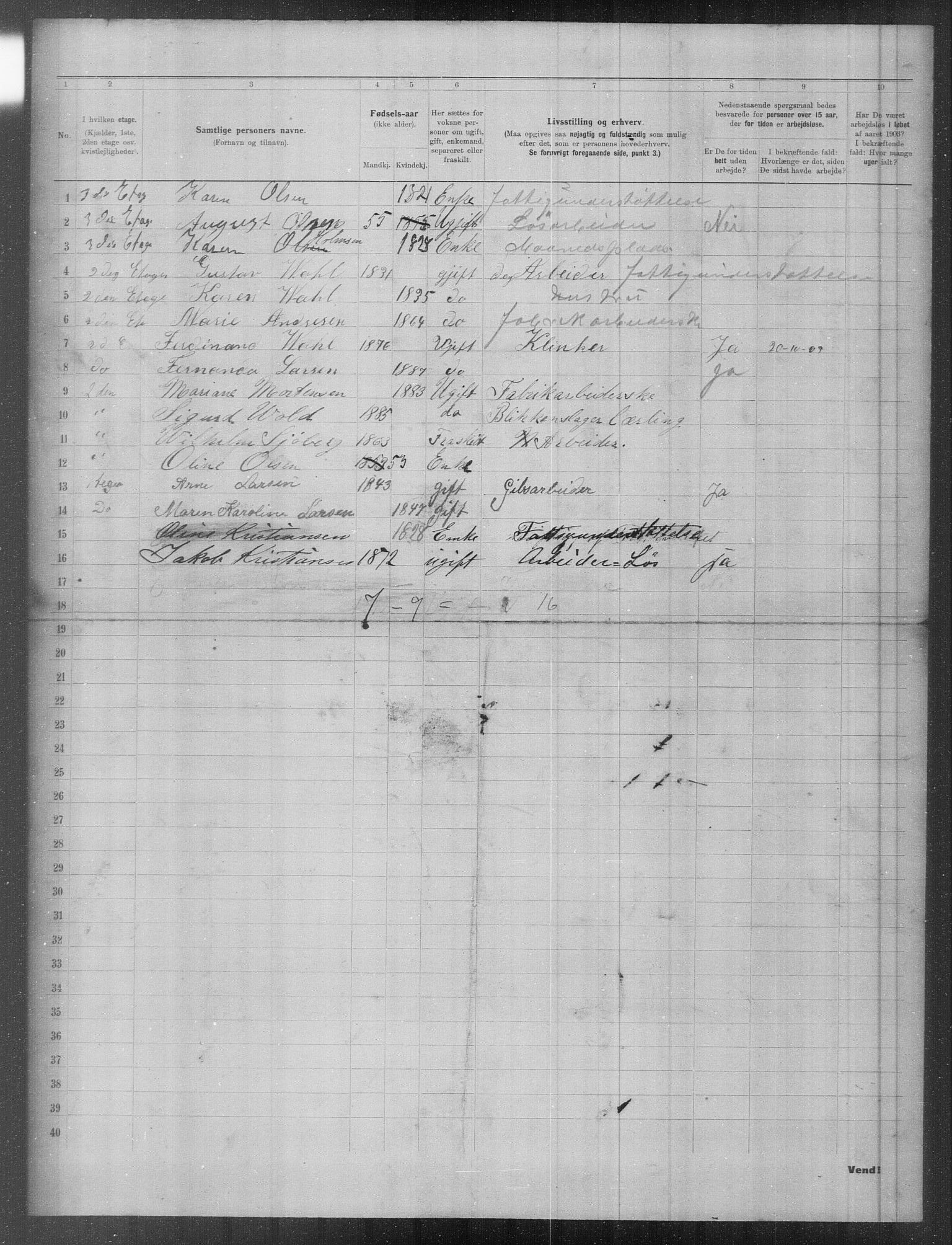 OBA, Municipal Census 1903 for Kristiania, 1903, p. 8409