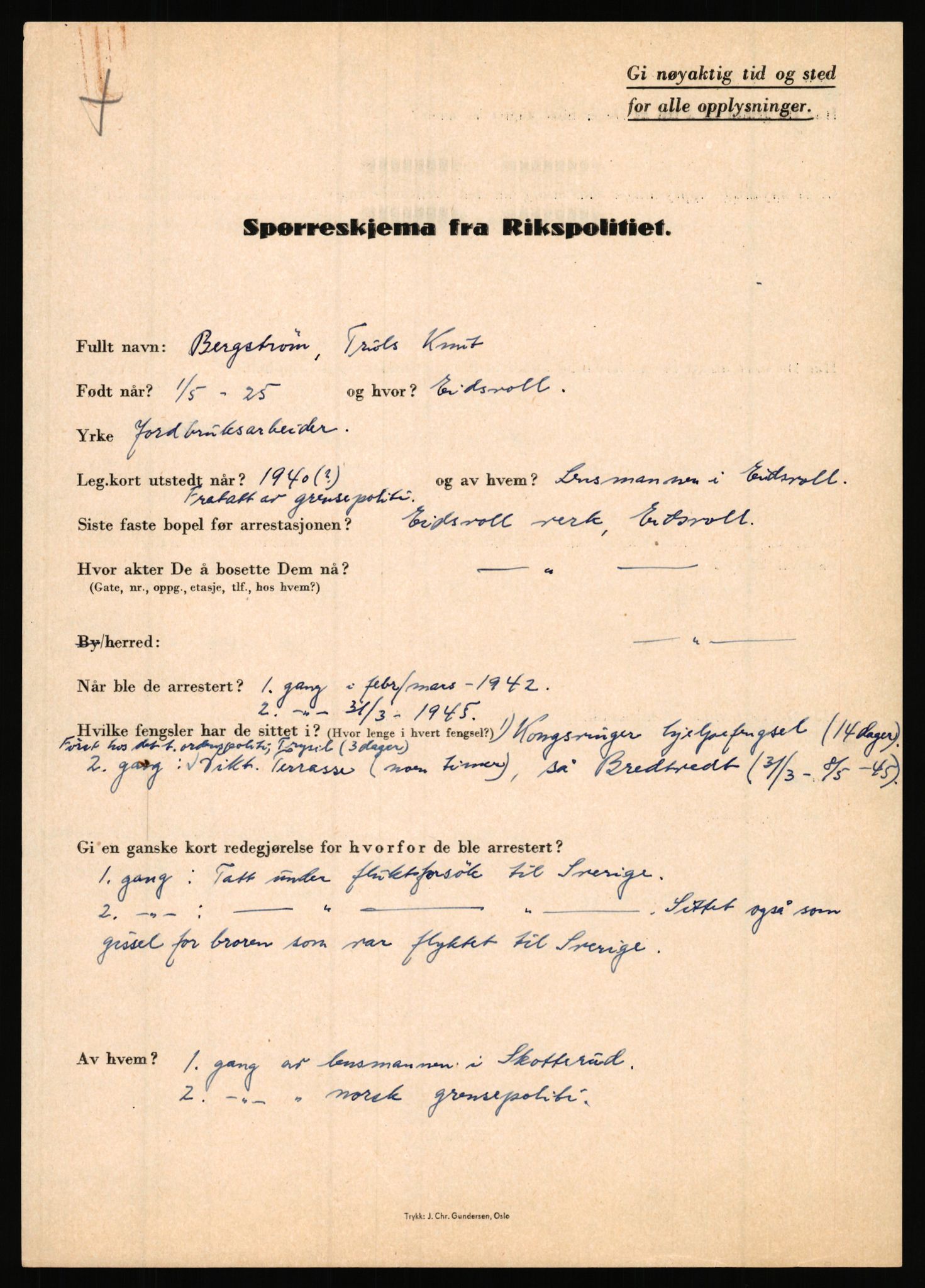 Rikspolitisjefen, AV/RA-S-1560/L/L0002: Berg, Alf - Bråthen, Thorleif, 1940-1945, p. 281