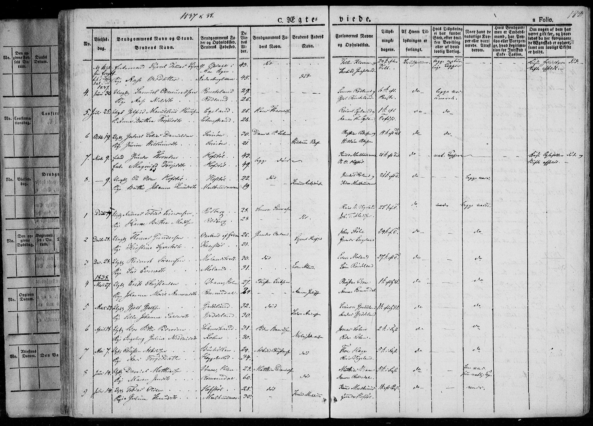 Sør-Audnedal sokneprestkontor, AV/SAK-1111-0039/F/Fa/Fab/L0006: Parish register (official) no. A 6, 1829-1855, p. 183