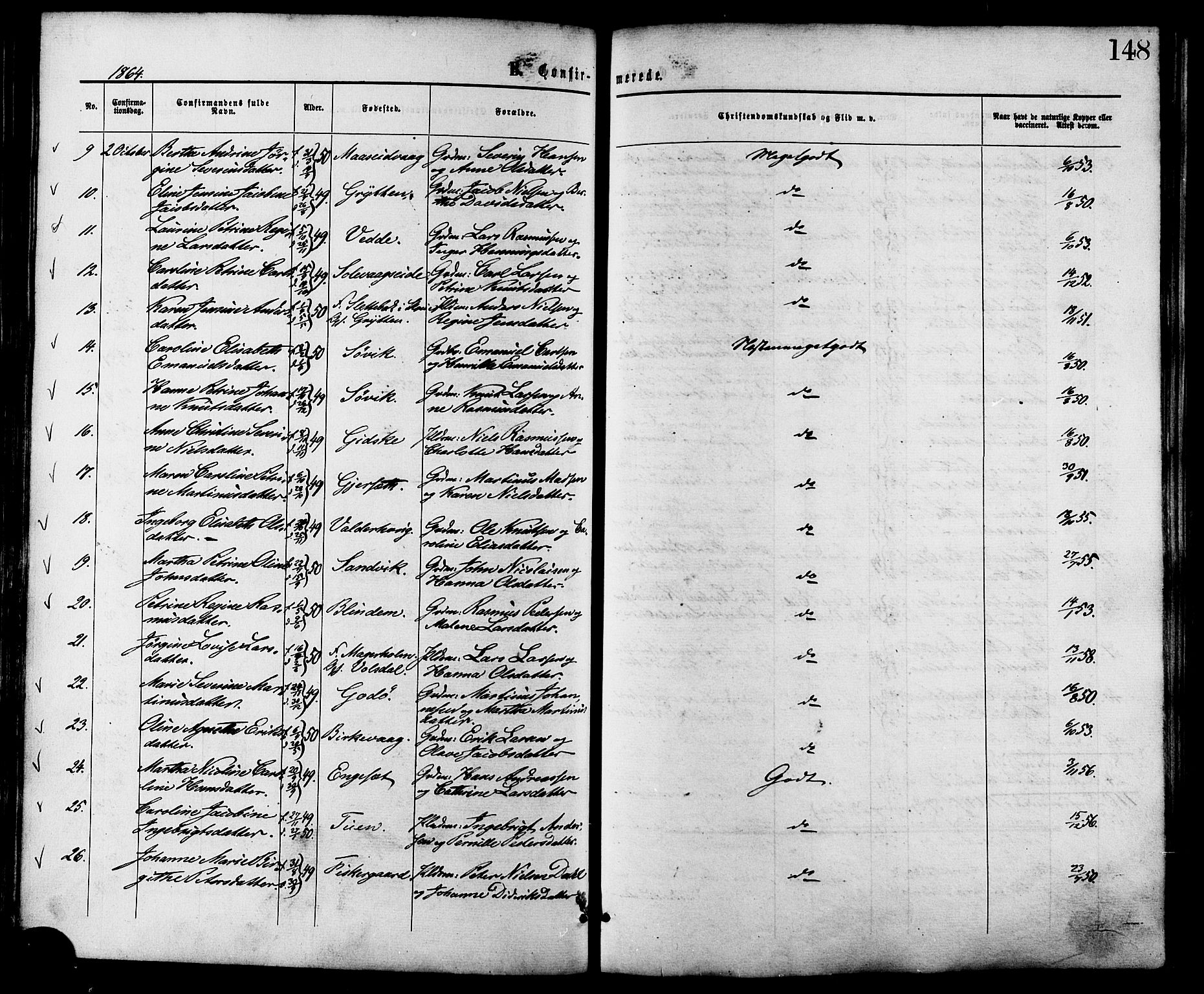 Ministerialprotokoller, klokkerbøker og fødselsregistre - Møre og Romsdal, AV/SAT-A-1454/528/L0399: Parish register (official) no. 528A10, 1864-1879, p. 148