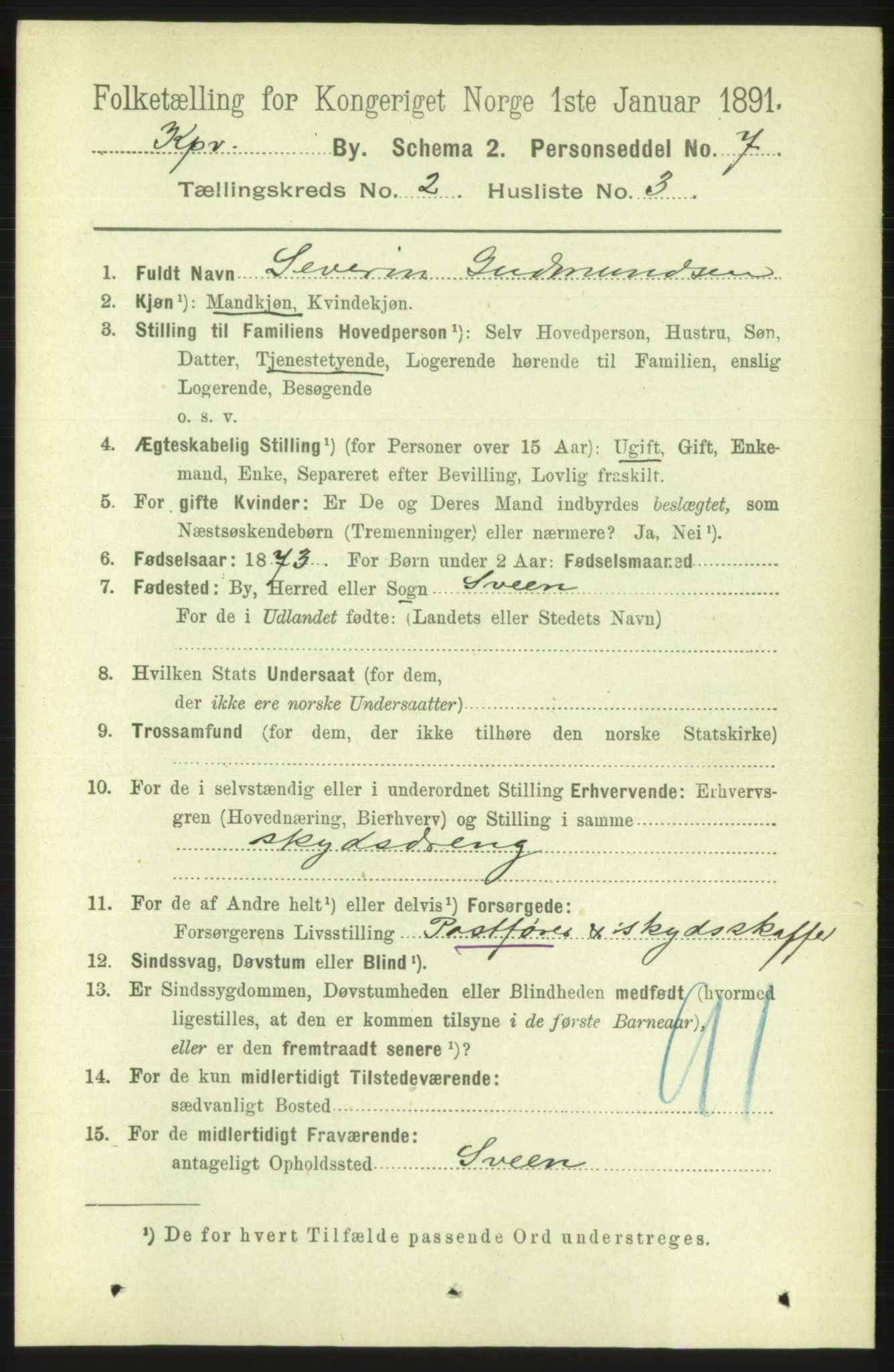 RA, 1891 census for 1106 Haugesund, 1891, p. 1026