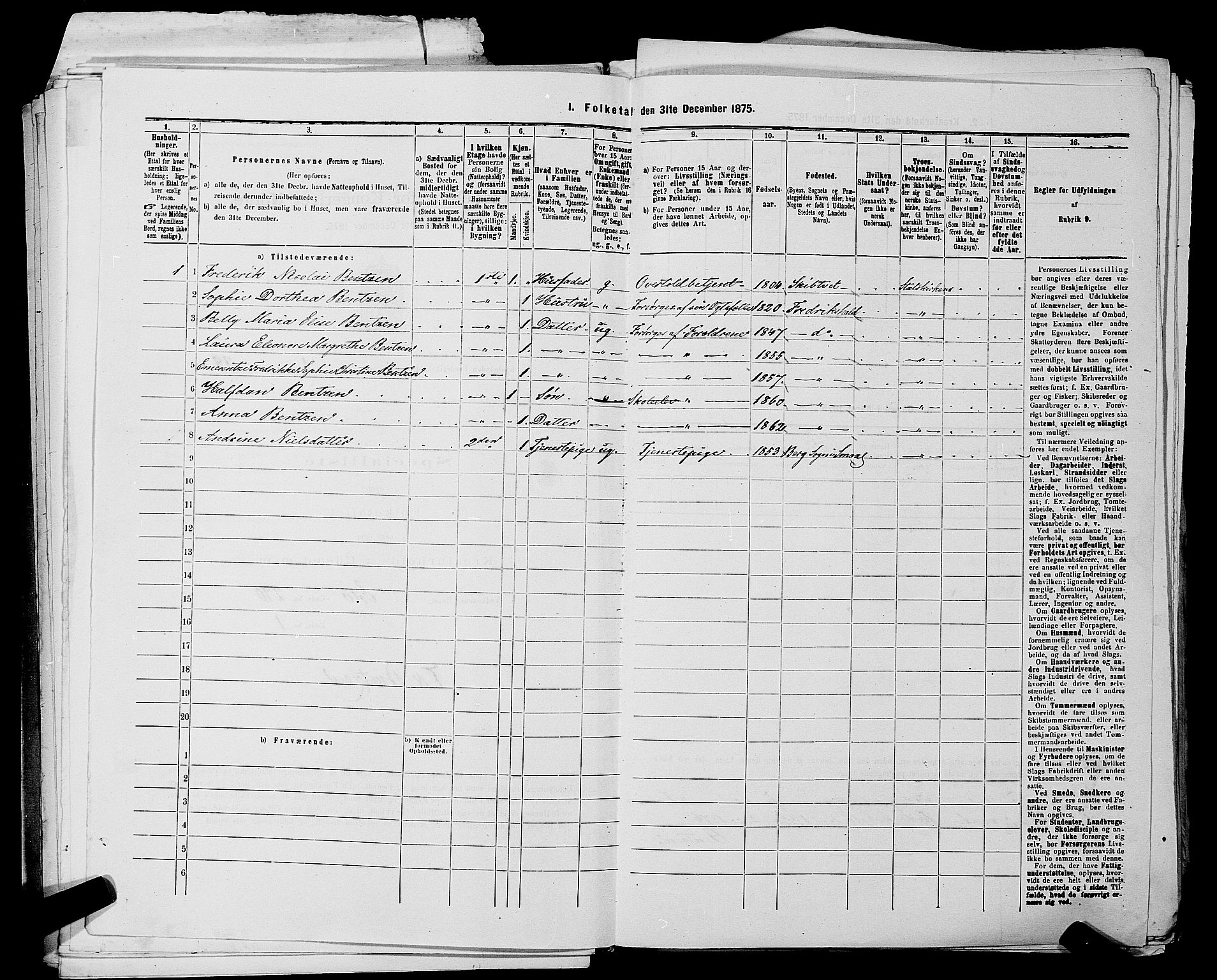 RA, 1875 census for 0101P Fredrikshald, 1875, p. 100