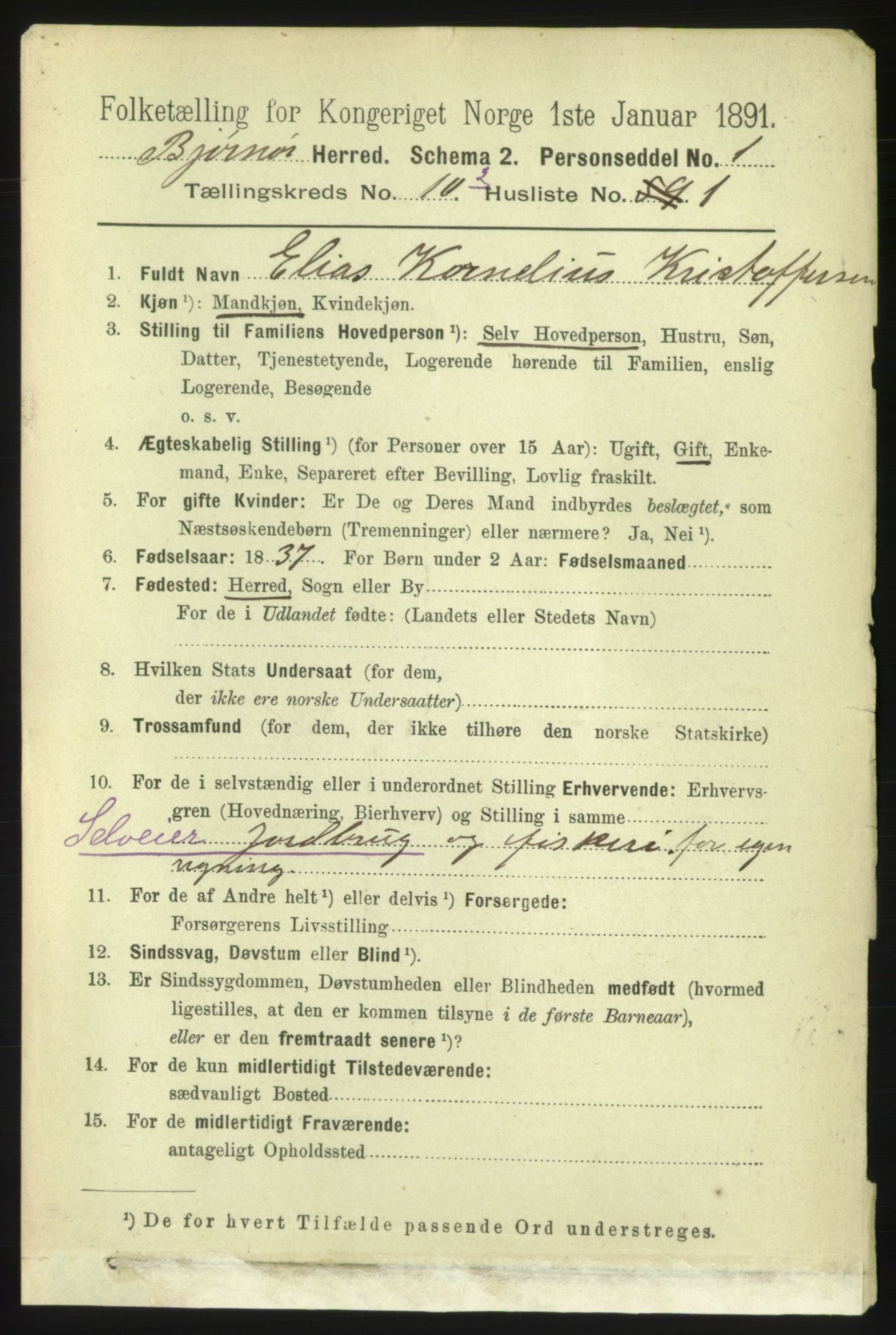 RA, 1891 census for 1632 Bjørnør, 1891, p. 4539