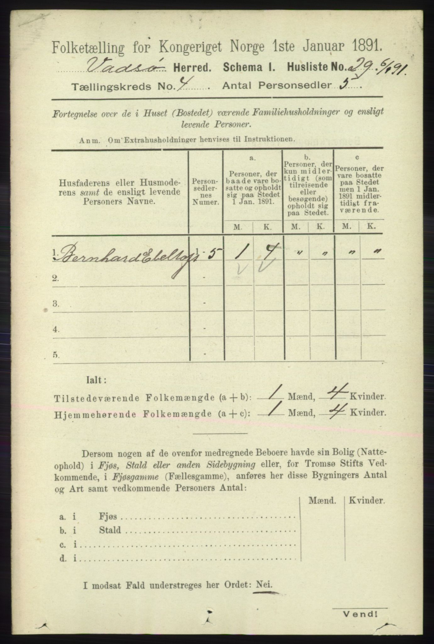 RA, 1891 census for 2029 Vadsø, 1891, p. 1172
