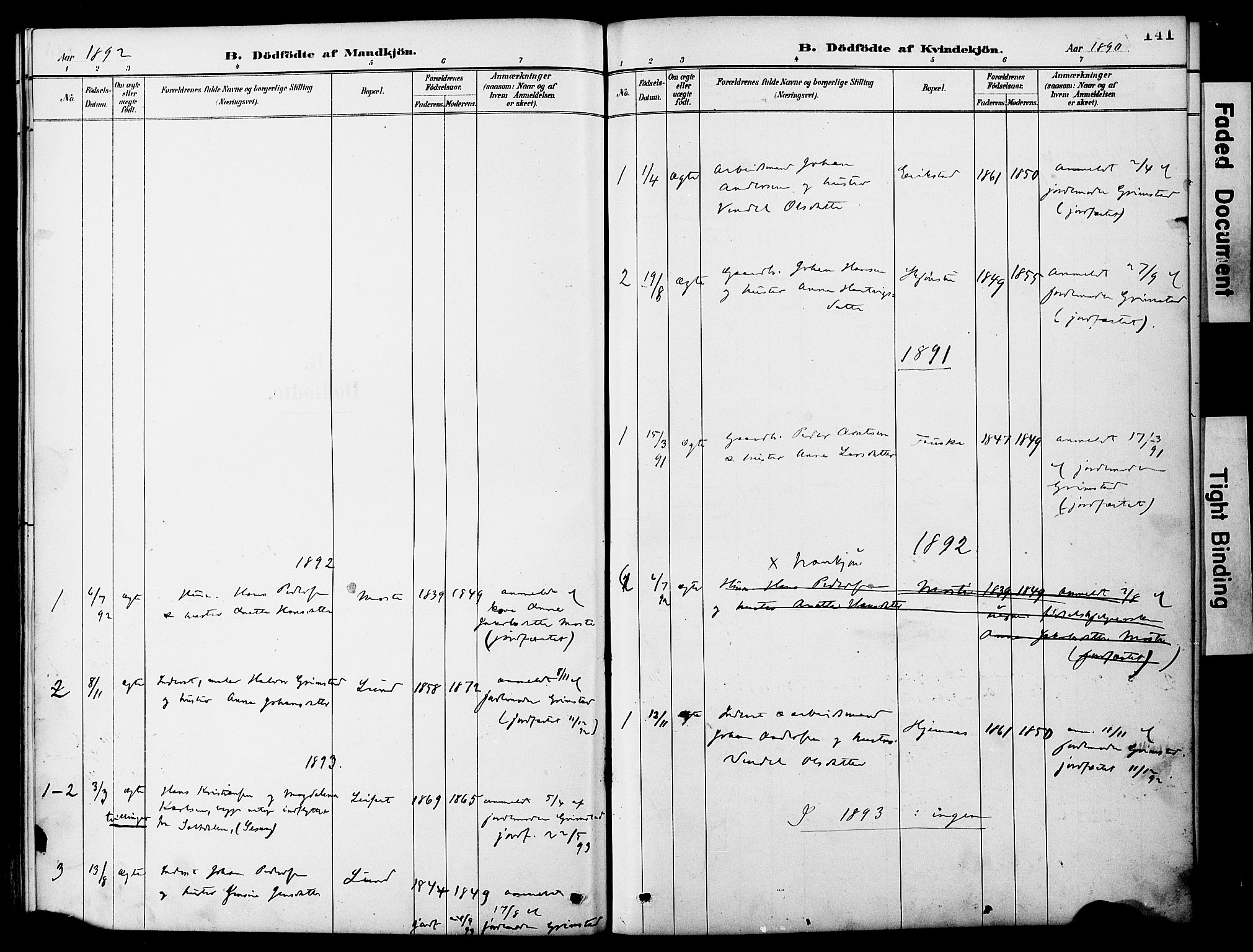 Ministerialprotokoller, klokkerbøker og fødselsregistre - Nordland, AV/SAT-A-1459/849/L0690: Parish register (official) no. 849A02, 1890-1897, p. 141