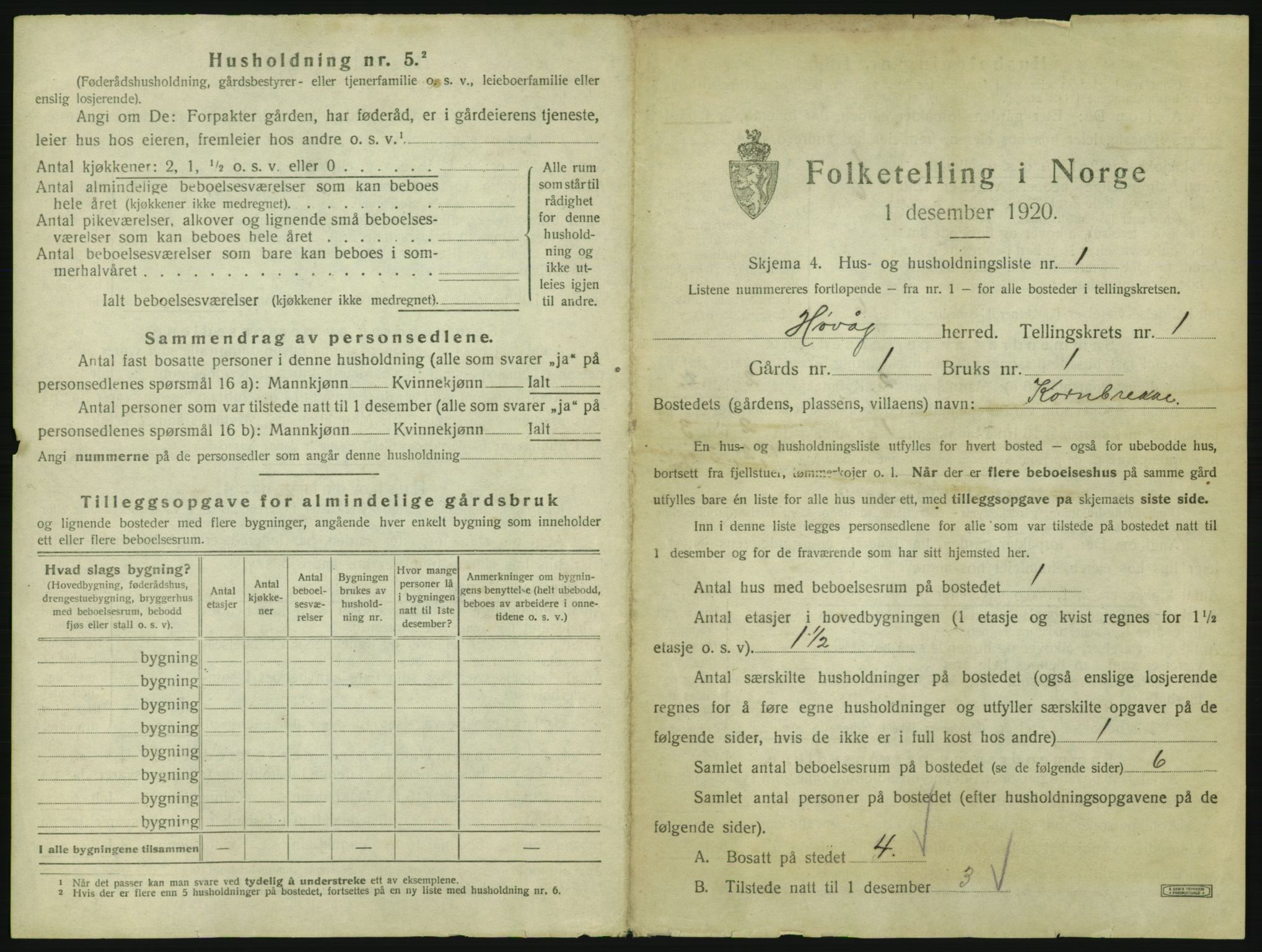 SAK, 1920 census for Høvåg, 1920, p. 34