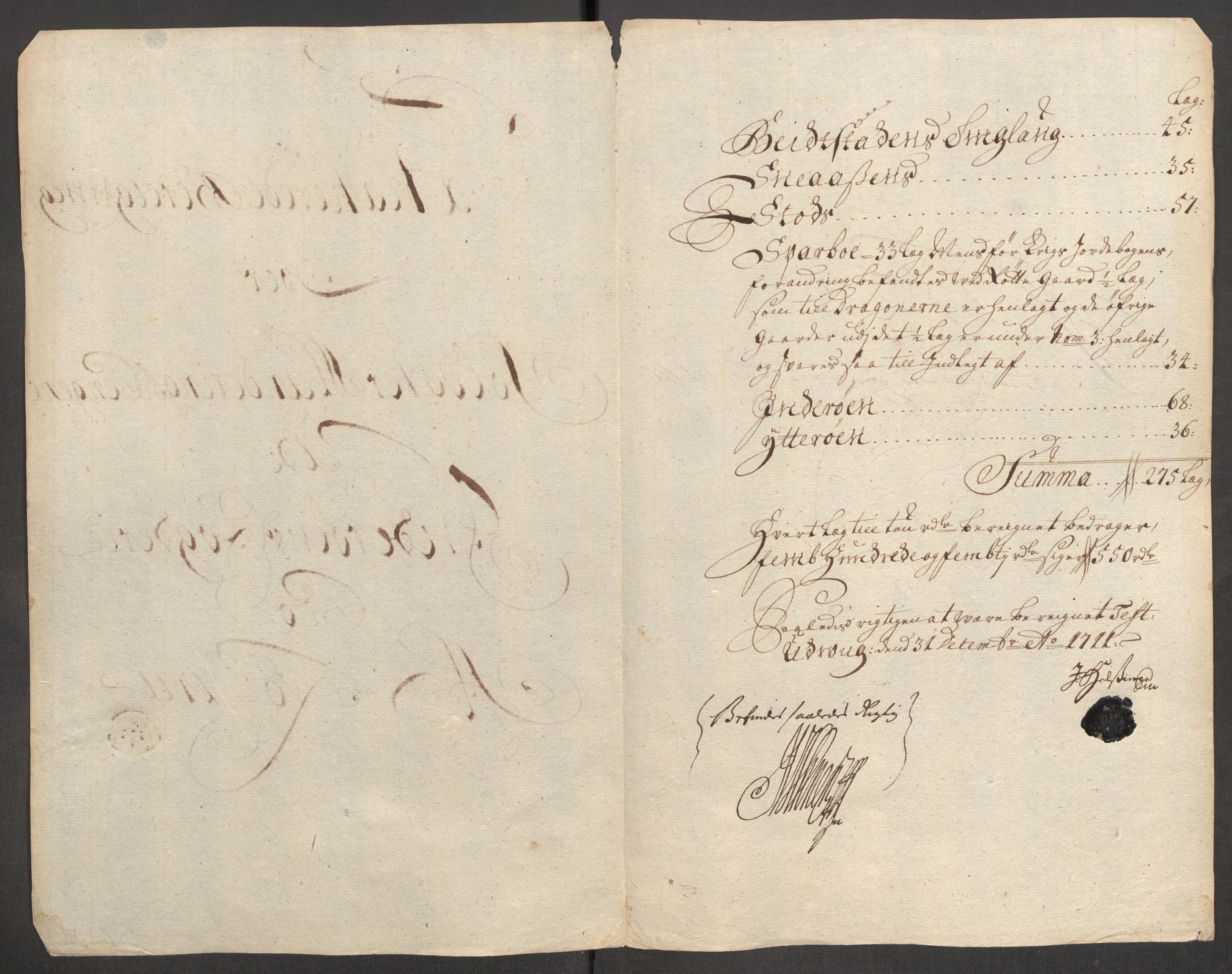 Rentekammeret inntil 1814, Reviderte regnskaper, Fogderegnskap, RA/EA-4092/R63/L4319: Fogderegnskap Inderøy, 1711, p. 124