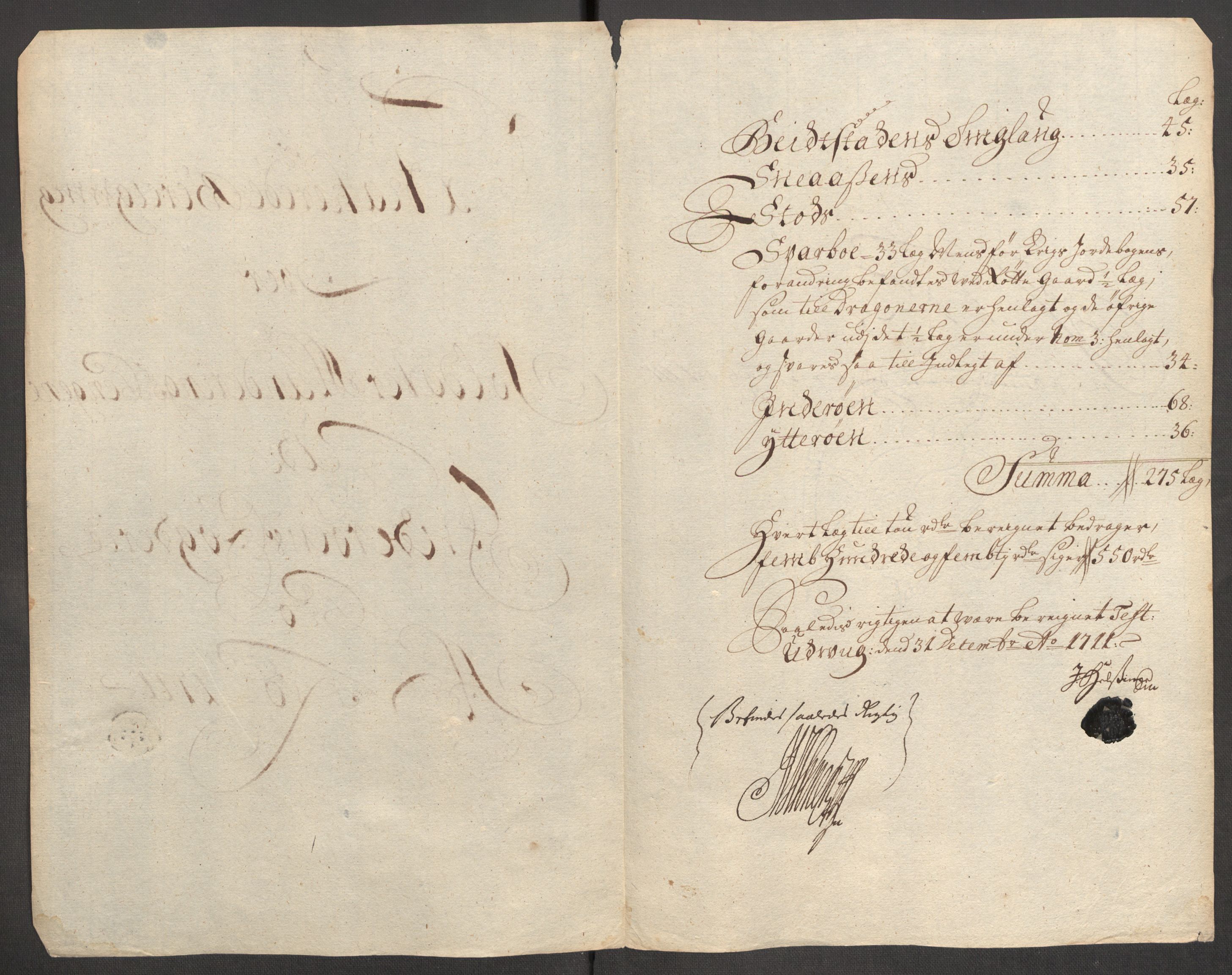 Rentekammeret inntil 1814, Reviderte regnskaper, Fogderegnskap, AV/RA-EA-4092/R63/L4319: Fogderegnskap Inderøy, 1711, p. 124