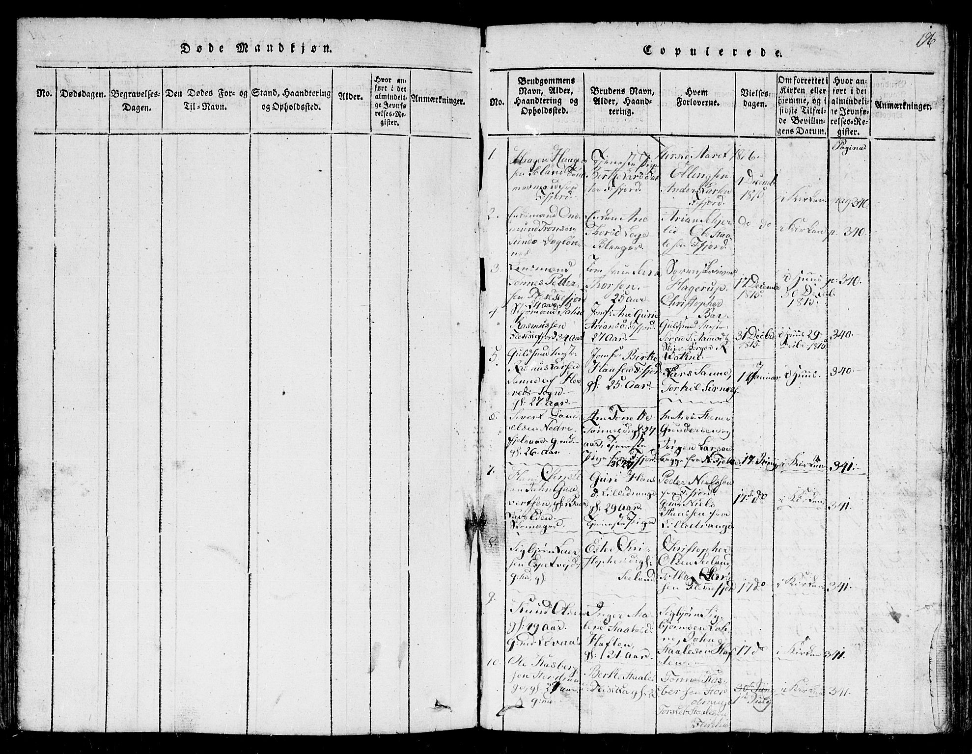 Flekkefjord sokneprestkontor, SAK/1111-0012/F/Fb/Fbc/L0003: Parish register (copy) no. B 3, 1815-1826, p. 196