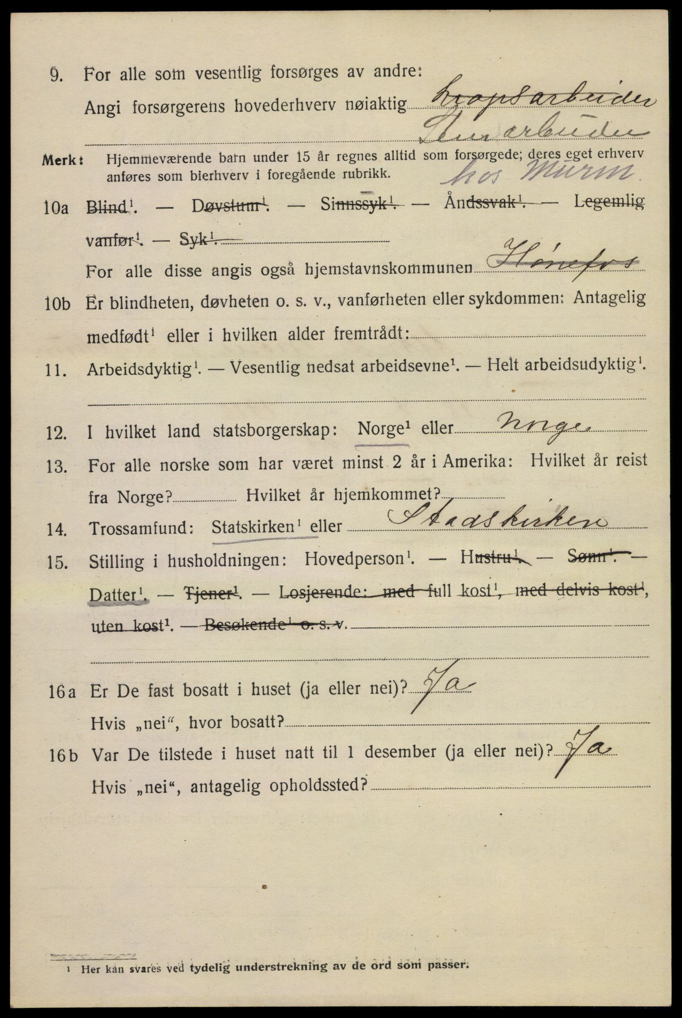 SAKO, 1920 census for Hønefoss, 1920, p. 2347