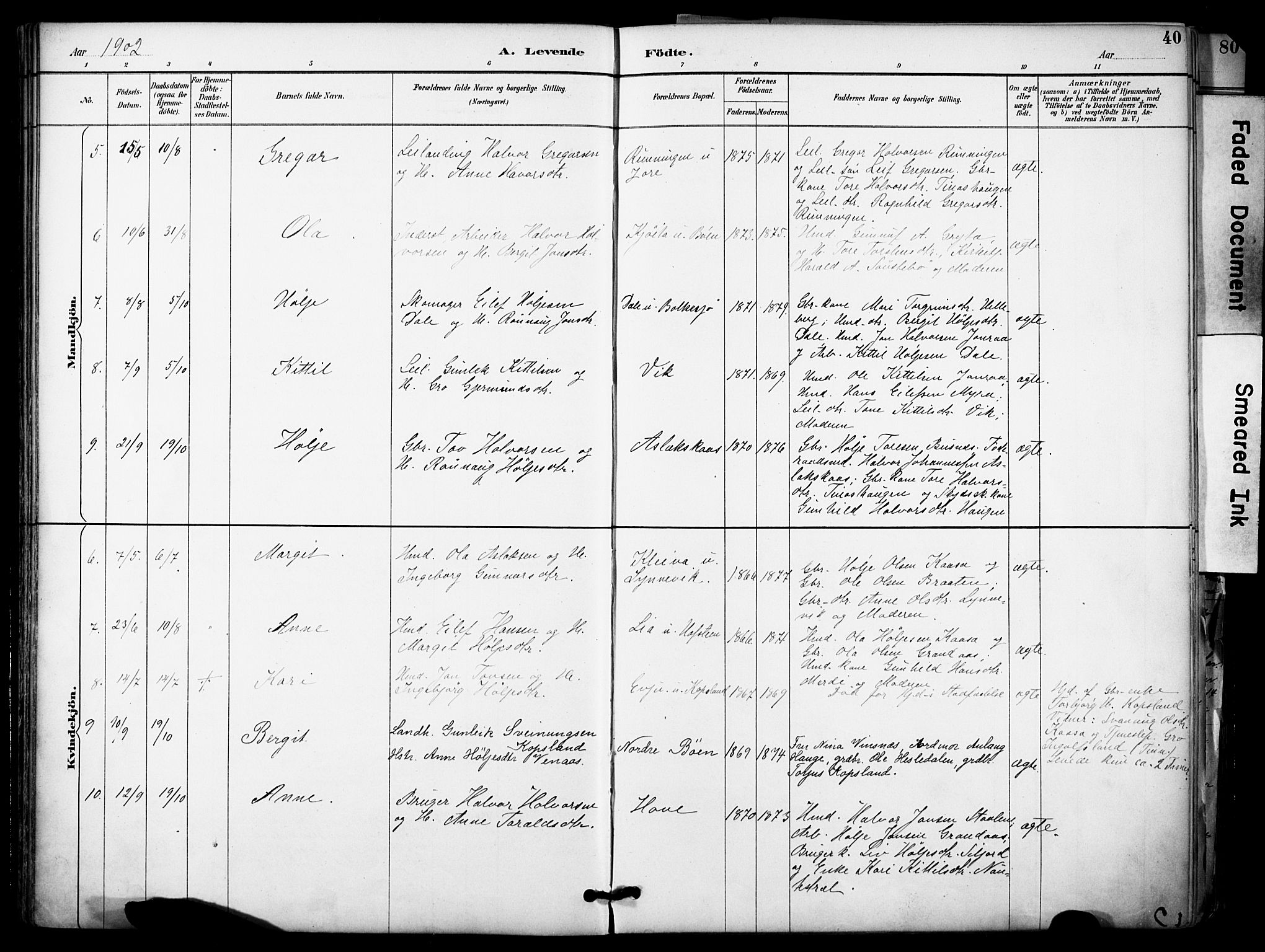 Gransherad kirkebøker, SAKO/A-267/F/Fa/L0005: Parish register (official) no. I 5, 1887-1916, p. 40