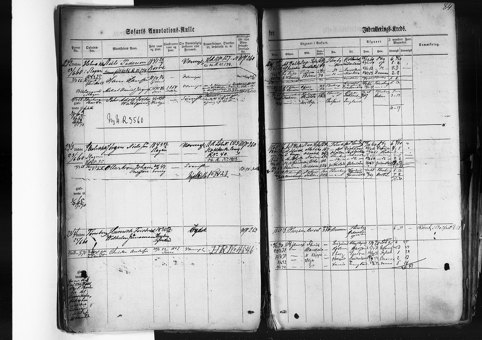 Tønsberg innrulleringskontor, AV/SAKO-A-786/F/Fb/L0001: Annotasjonsrulle Patent nr. 1-1724, 1860-1868, p. 89