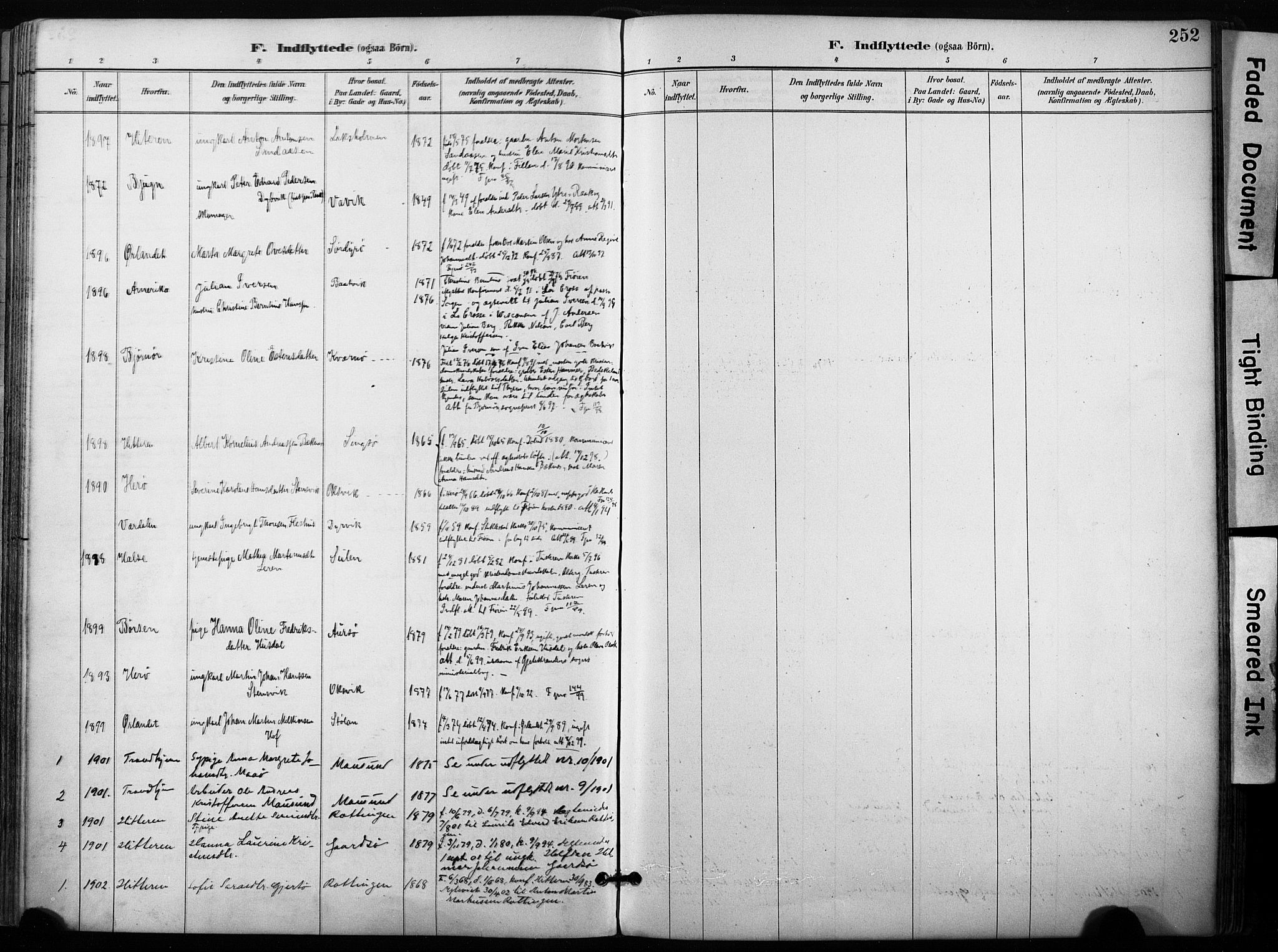 Ministerialprotokoller, klokkerbøker og fødselsregistre - Sør-Trøndelag, SAT/A-1456/640/L0579: Parish register (official) no. 640A04, 1889-1902, p. 252