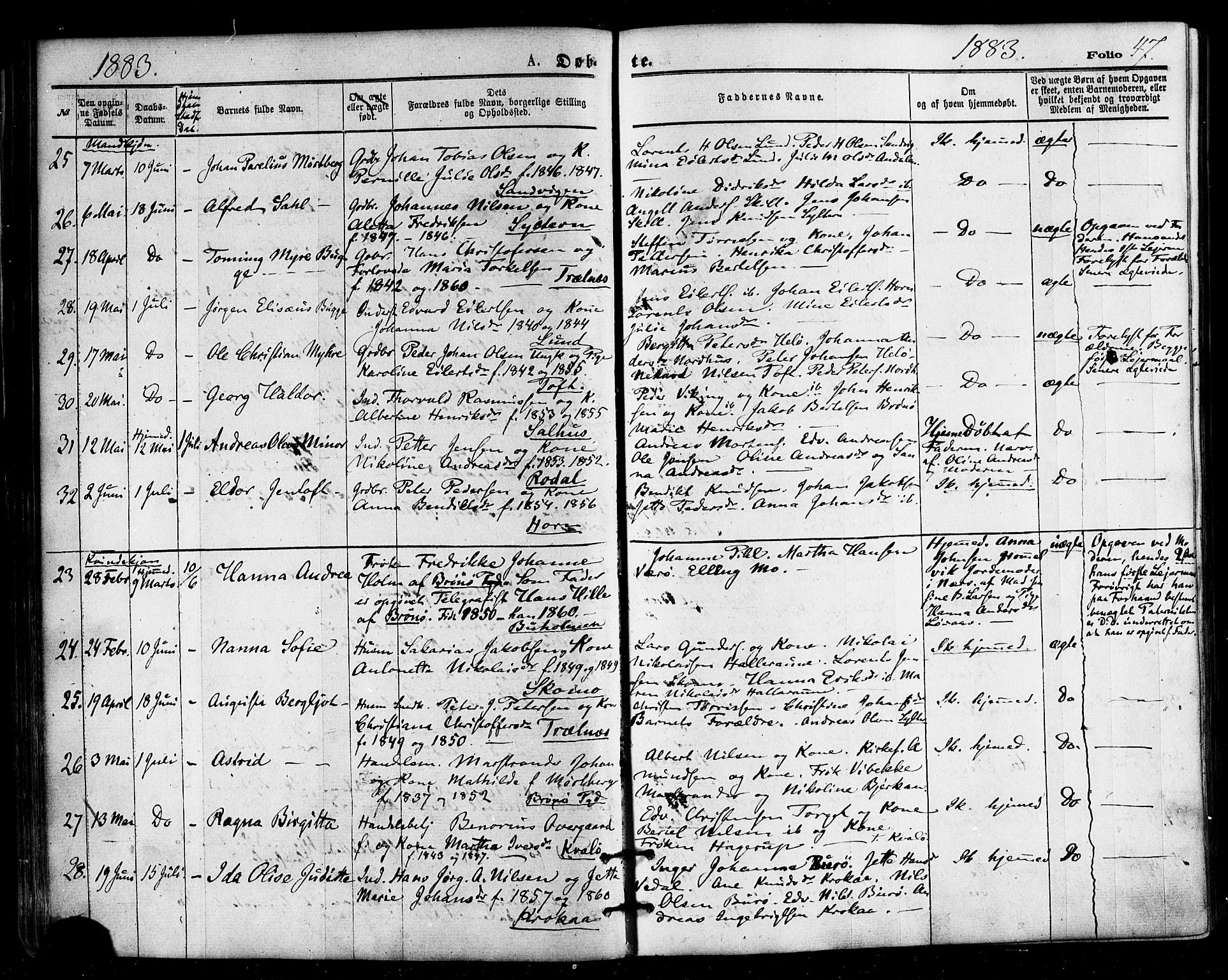 Ministerialprotokoller, klokkerbøker og fødselsregistre - Nordland, SAT/A-1459/813/L0199: Parish register (official) no. 813A09, 1875-1885, p. 47