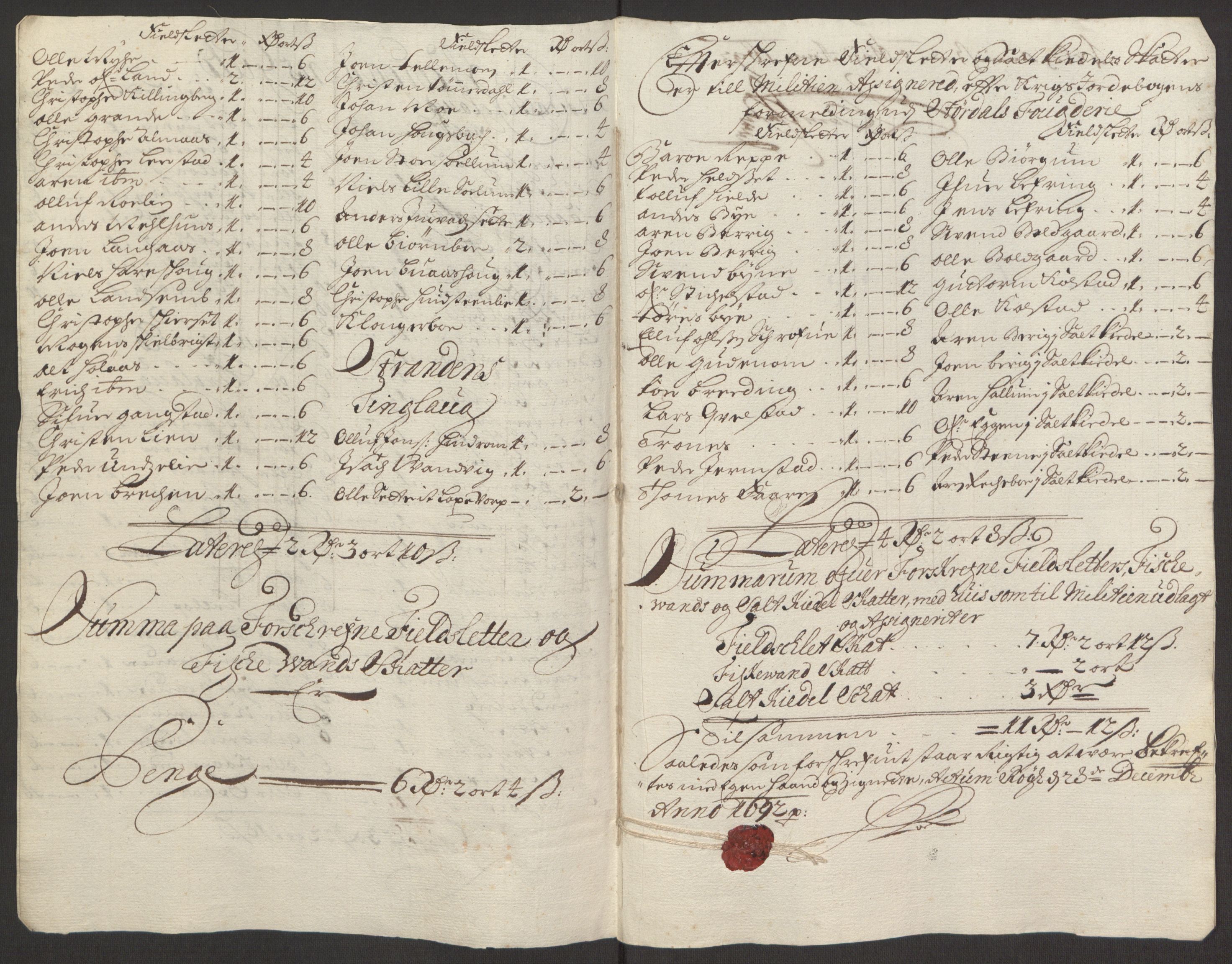 Rentekammeret inntil 1814, Reviderte regnskaper, Fogderegnskap, AV/RA-EA-4092/R62/L4185: Fogderegnskap Stjørdal og Verdal, 1692, p. 99