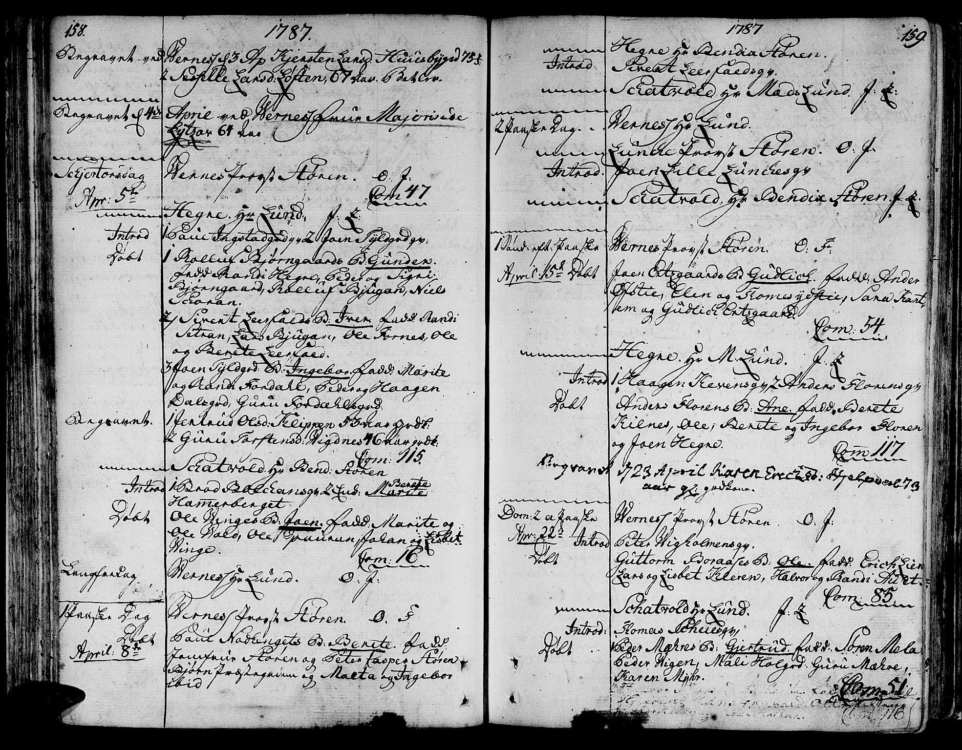 Ministerialprotokoller, klokkerbøker og fødselsregistre - Nord-Trøndelag, AV/SAT-A-1458/709/L0059: Parish register (official) no. 709A06, 1781-1797, p. 158-159