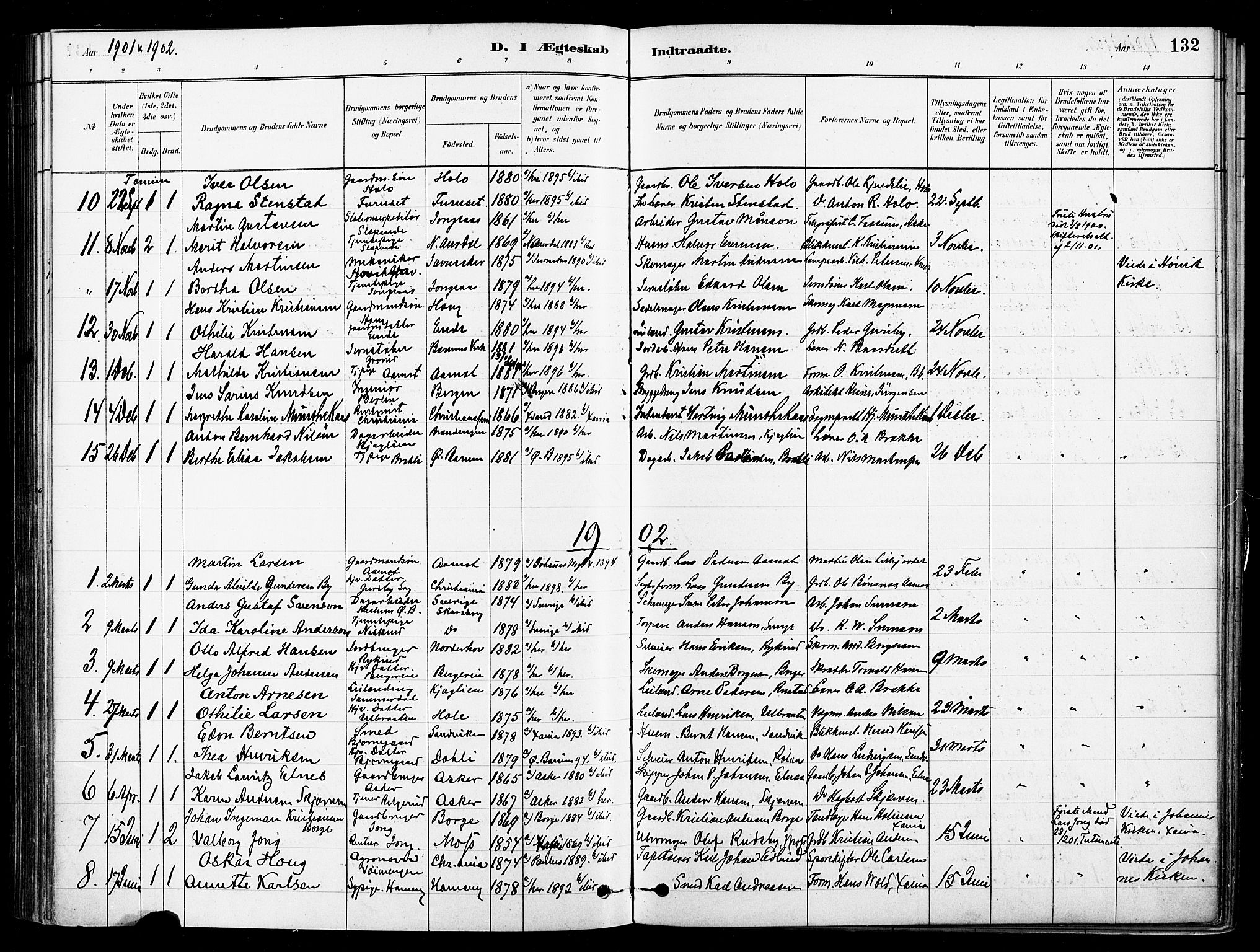 Asker prestekontor Kirkebøker, SAO/A-10256a/F/Fb/L0002: Parish register (official) no. II 2, 1879-1921, p. 132