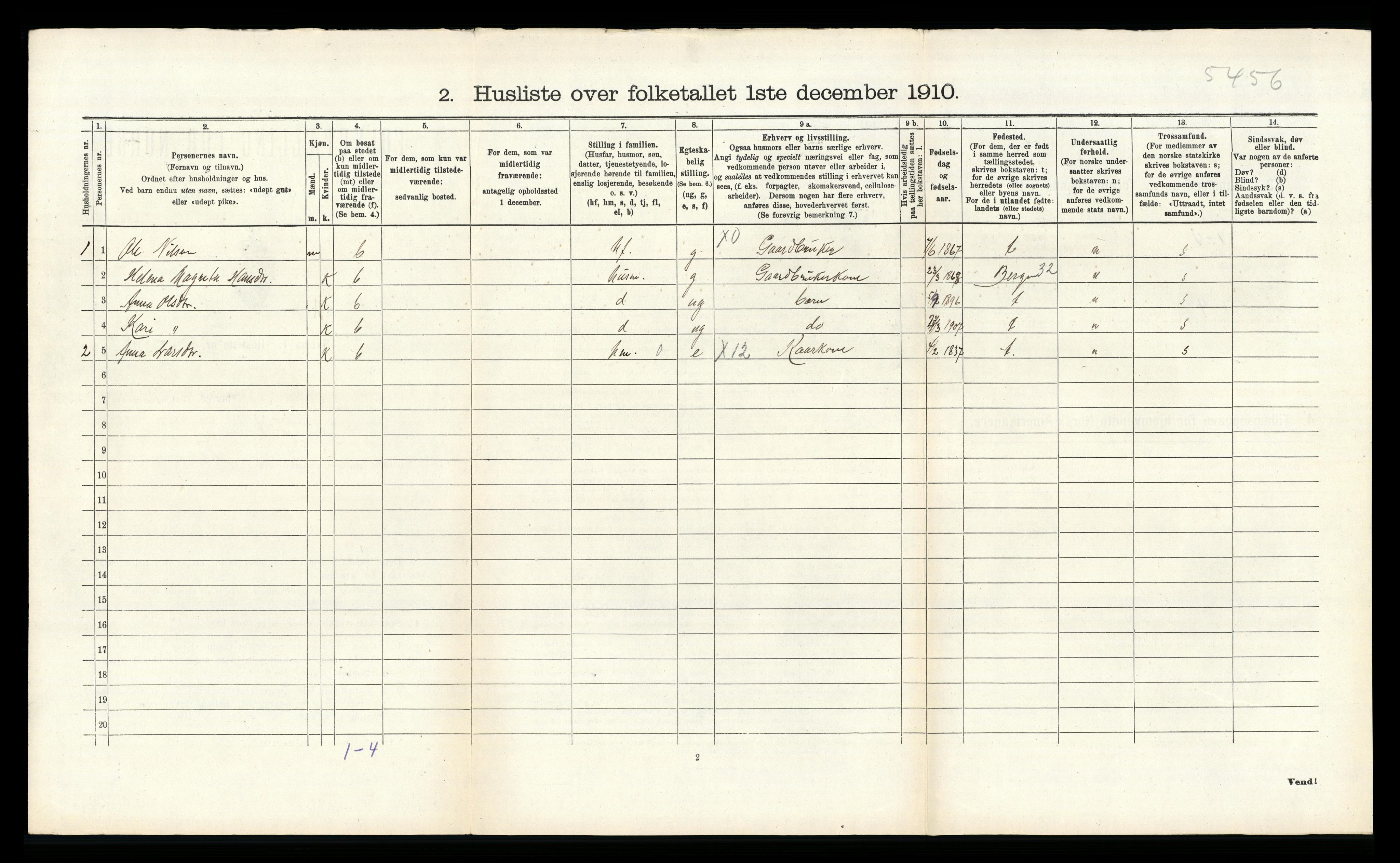 RA, 1910 census for Haus, 1910, p. 819