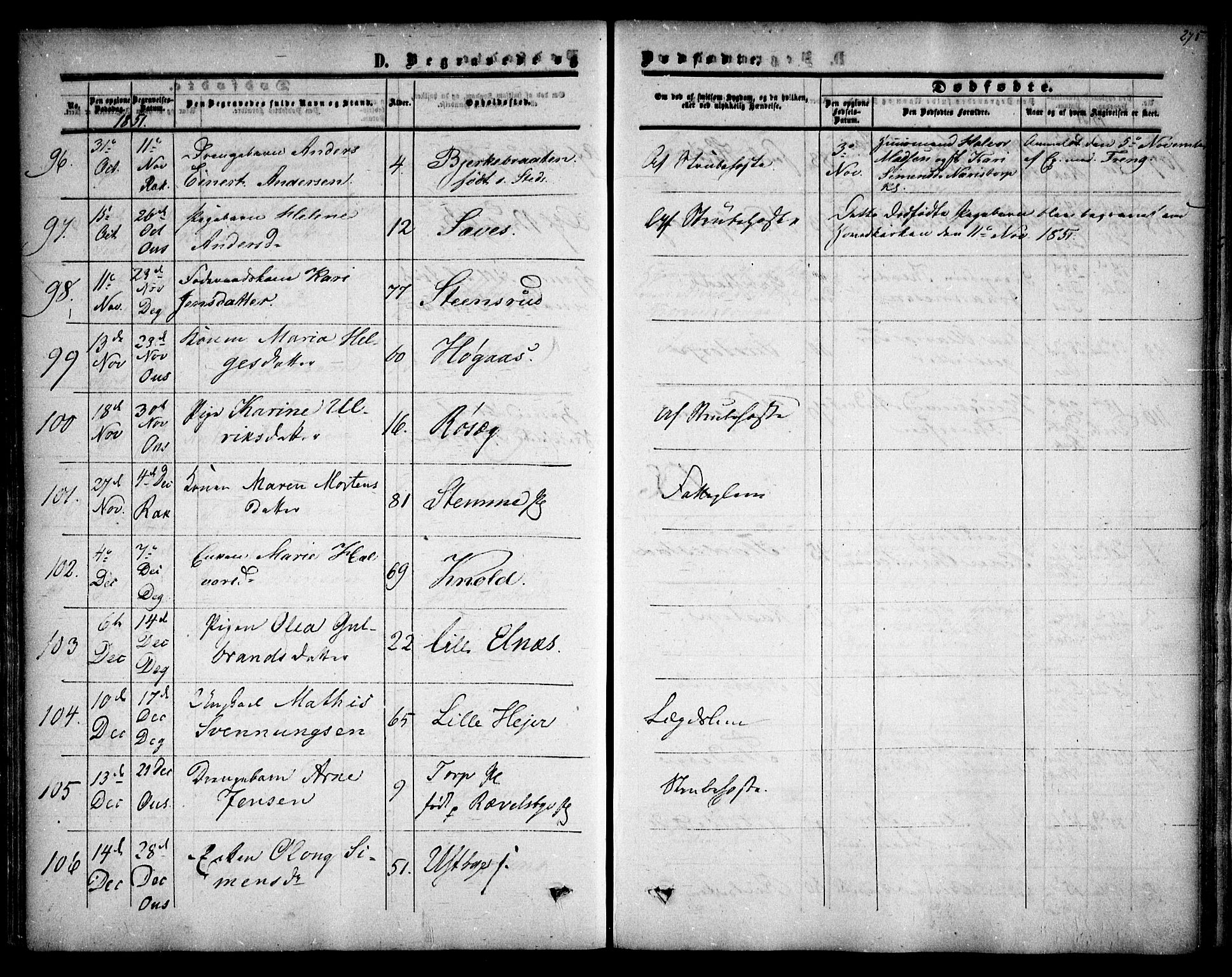 Rakkestad prestekontor Kirkebøker, AV/SAO-A-2008/F/Fa/L0009: Parish register (official) no. I 9, 1850-1856, p. 275