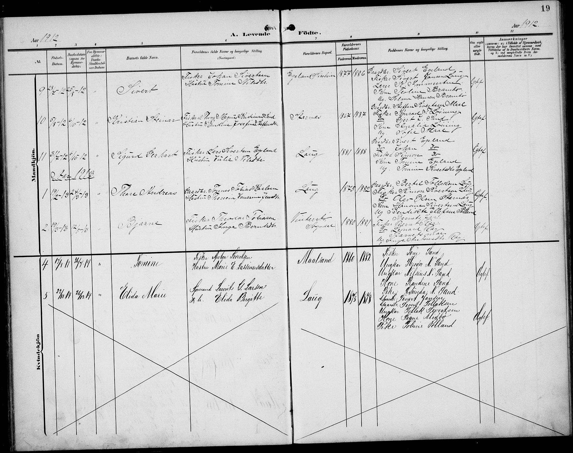 Sokndal sokneprestkontor, SAST/A-101808: Parish register (copy) no. B 7, 1904-1935, p. 19