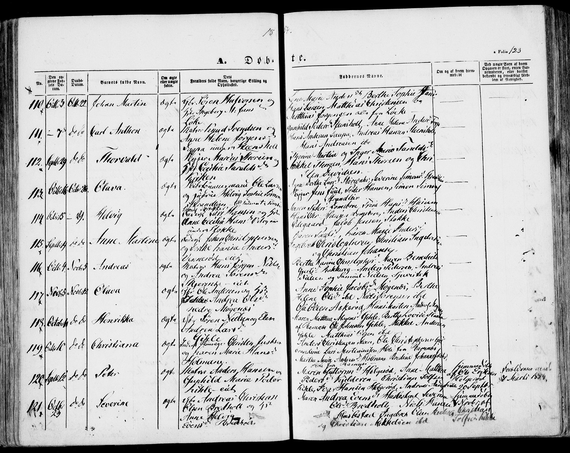 Stokke kirkebøker, AV/SAKO-A-320/F/Fa/L0007: Parish register (official) no. I 7, 1844-1857, p. 123