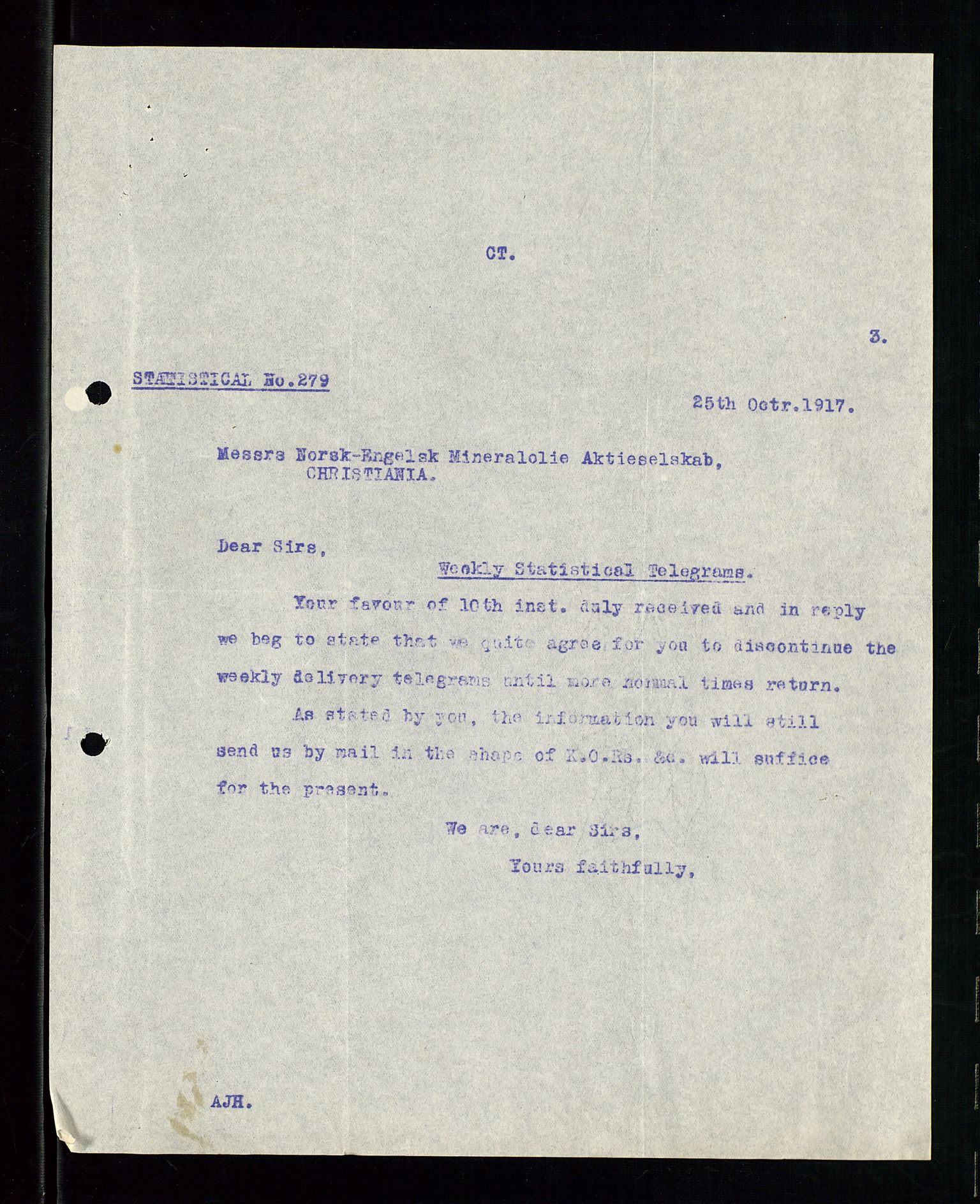 Pa 1521 - A/S Norske Shell, AV/SAST-A-101915/E/Ea/Eaa/L0001: Sjefskorrespondanse, 1917, p. 167