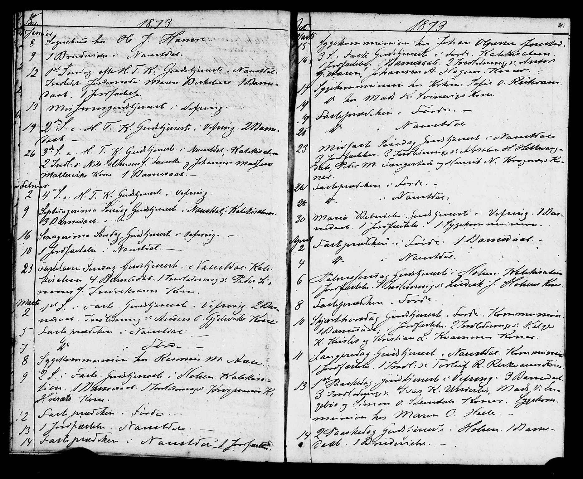 Førde sokneprestembete, AV/SAB-A-79901: Curate's parish register no. A 1, 1870-1881, p. 20-21