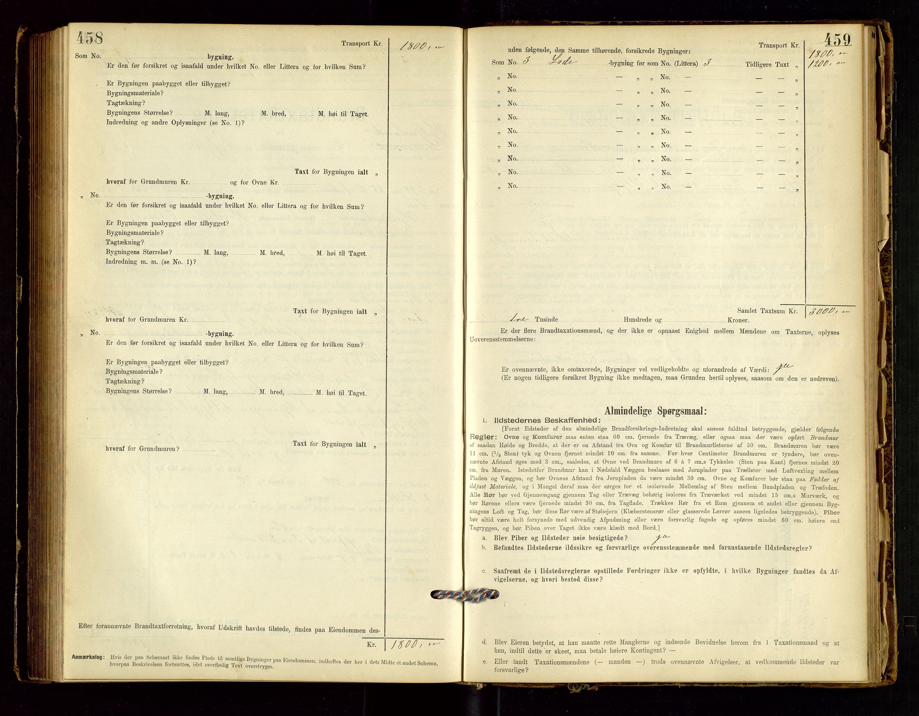 Hjelmeland lensmannskontor, AV/SAST-A-100439/Gob/L0001: "Brandtaxationsprotokol", 1895-1932, p. 458-459