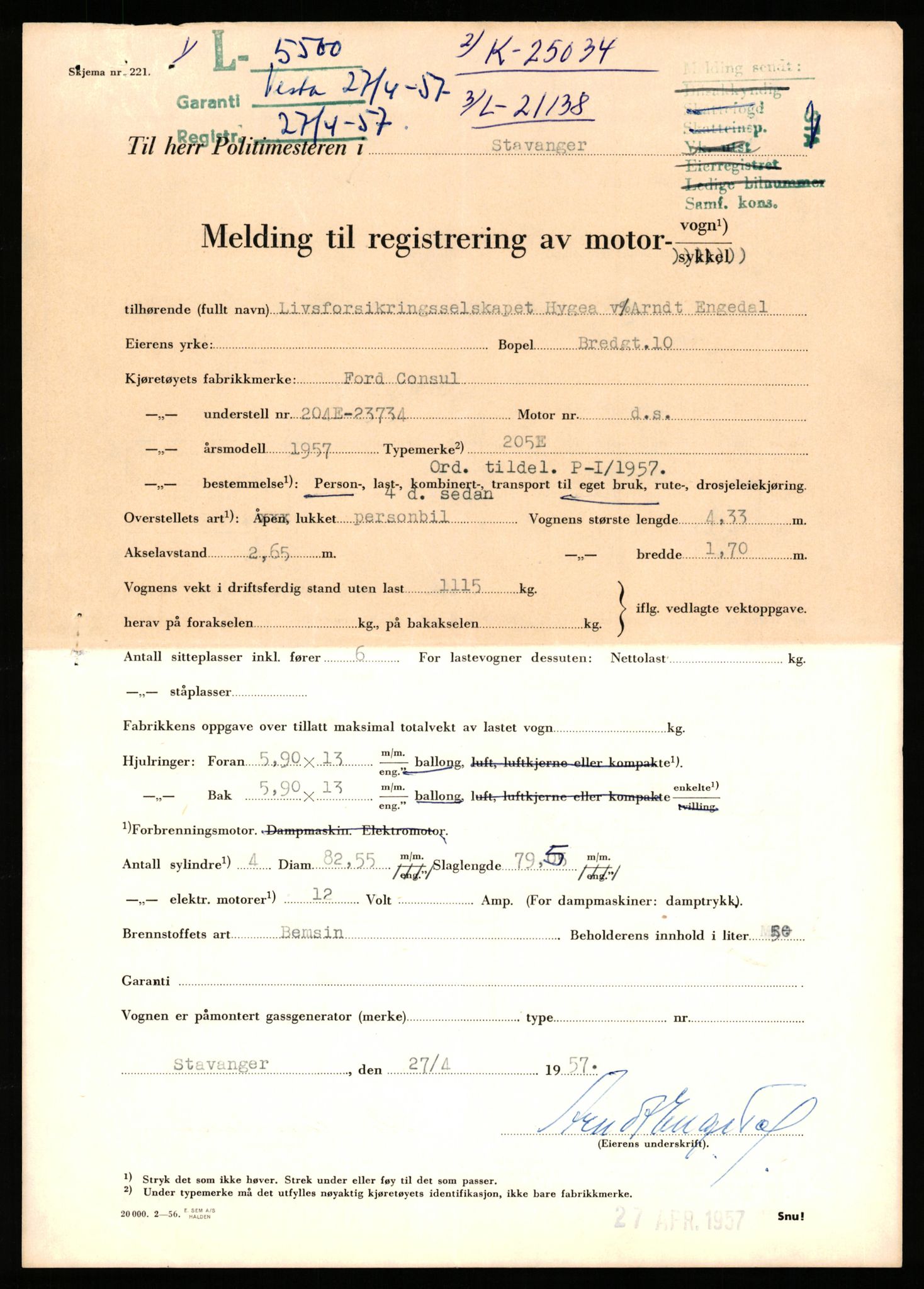 Stavanger trafikkstasjon, AV/SAST-A-101942/0/F/L0015: L-5500 - L-5949, 1930-1971, p. 1