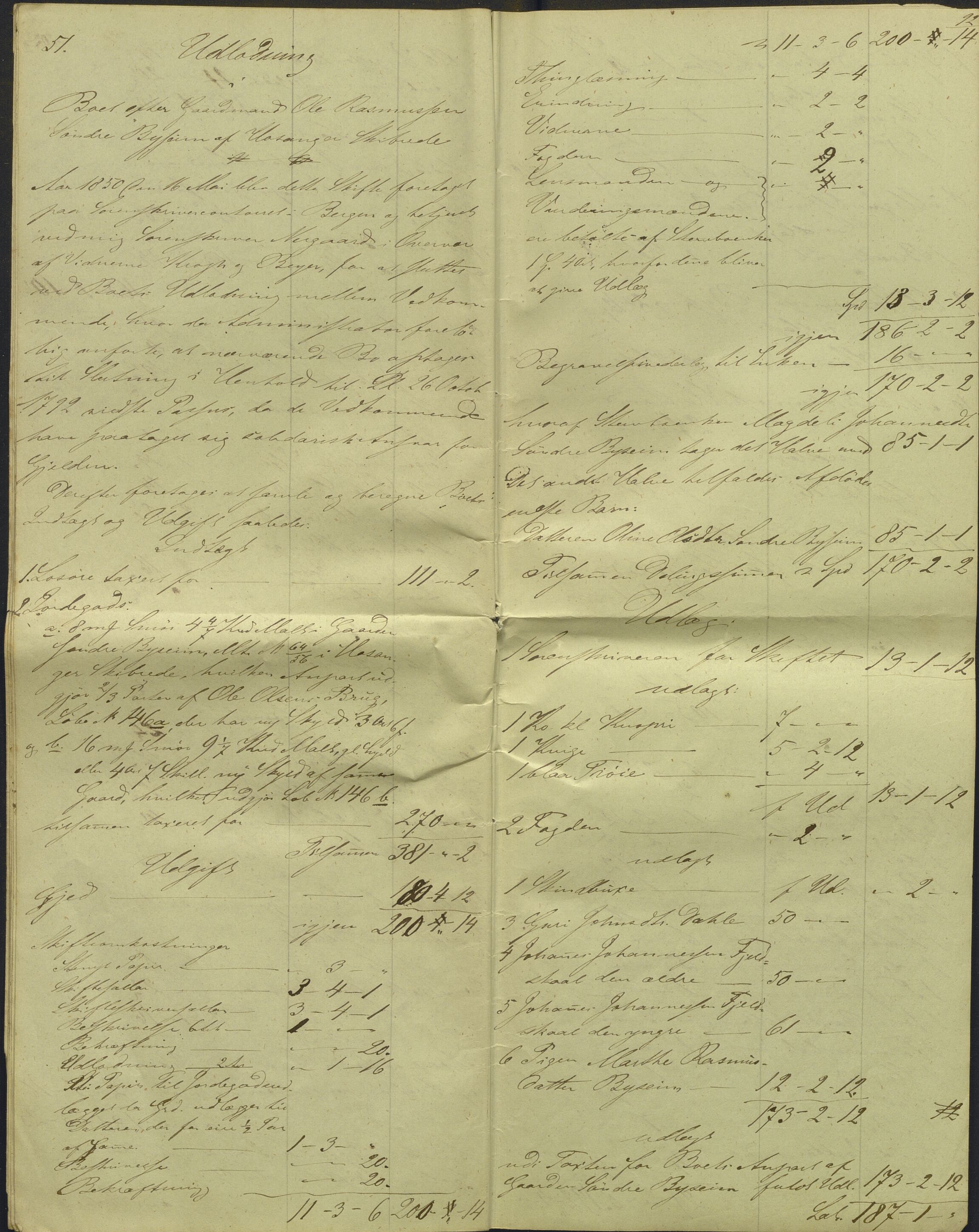 Nordhordland sorenskrivar, AV/SAB-A-2901/1/H/Hd/Hdb/L0001: Konsept til utlodningar, 1850-1852, p. 107