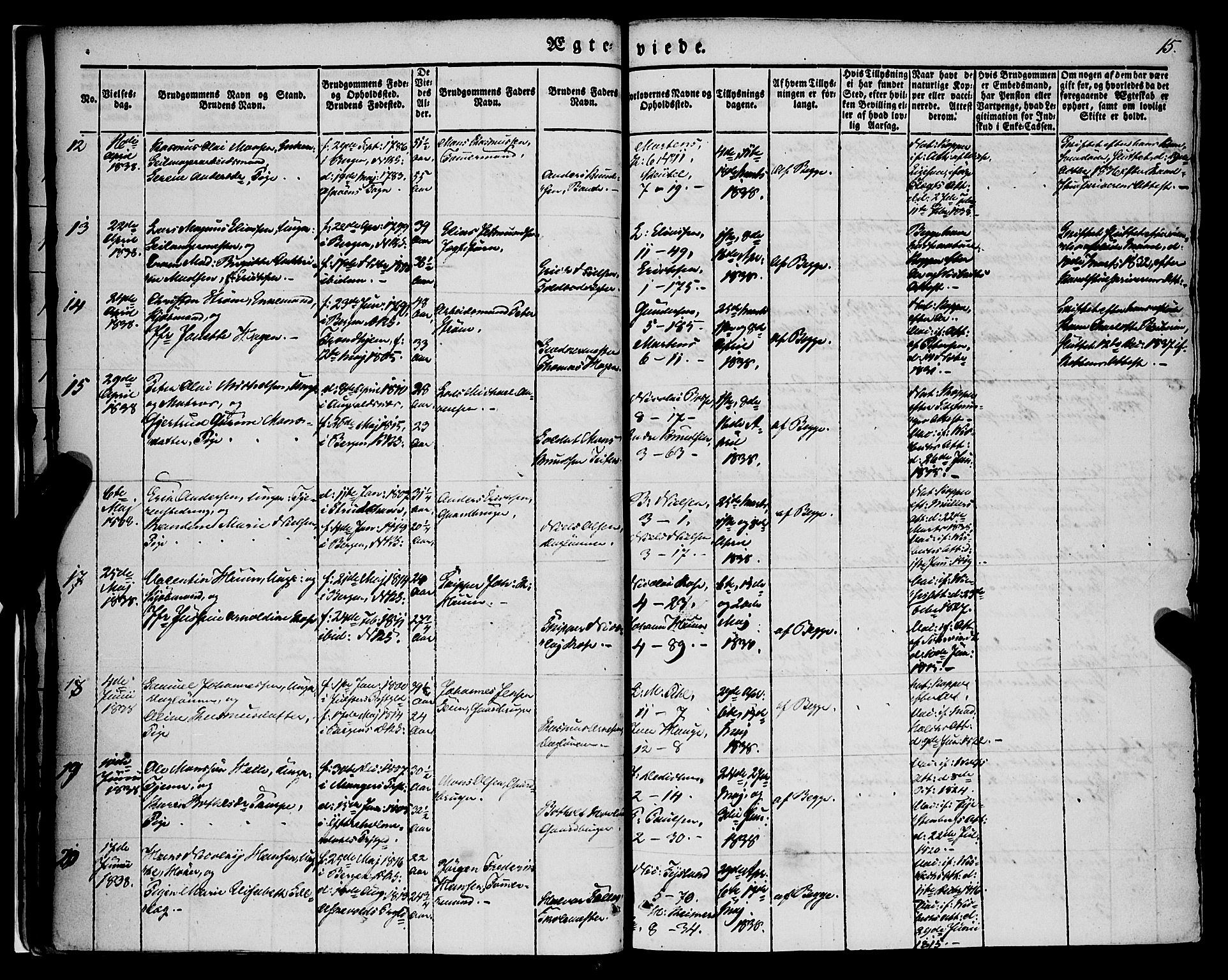 Nykirken Sokneprestembete, AV/SAB-A-77101/H/Haa/L0031: Parish register (official) no. D 1, 1834-1861, p. 15