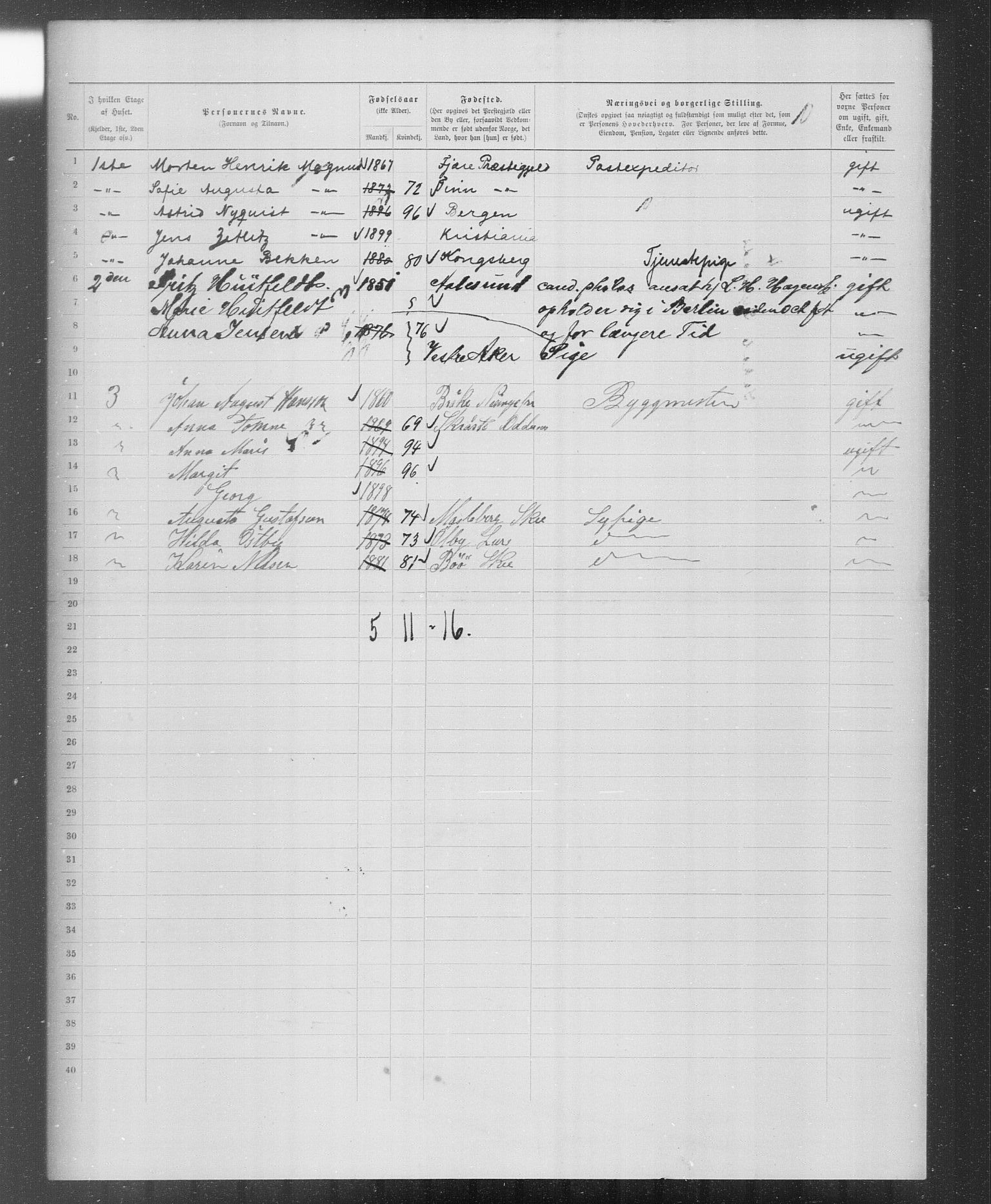 OBA, Municipal Census 1899 for Kristiania, 1899, p. 5885