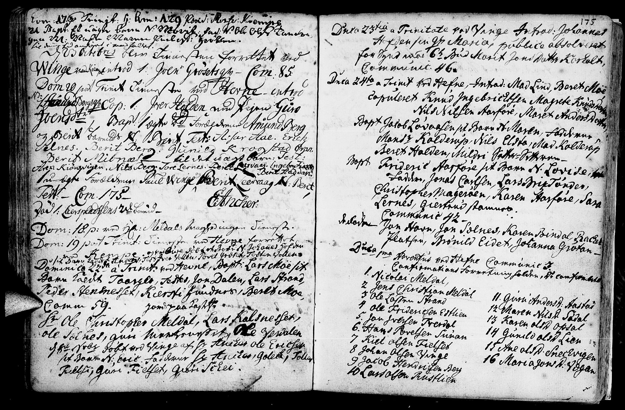Ministerialprotokoller, klokkerbøker og fødselsregistre - Sør-Trøndelag, SAT/A-1456/630/L0488: Parish register (official) no. 630A01, 1717-1756, p. 174-175