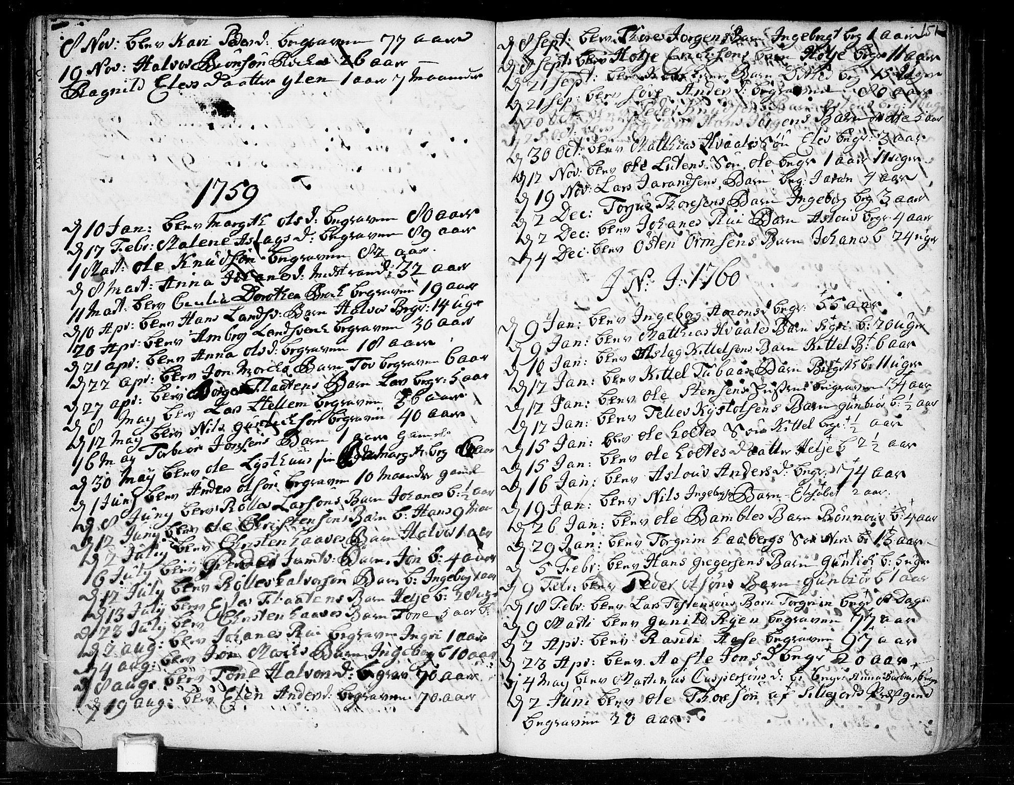 Heddal kirkebøker, AV/SAKO-A-268/F/Fa/L0003: Parish register (official) no. I 3, 1723-1783, p. 151