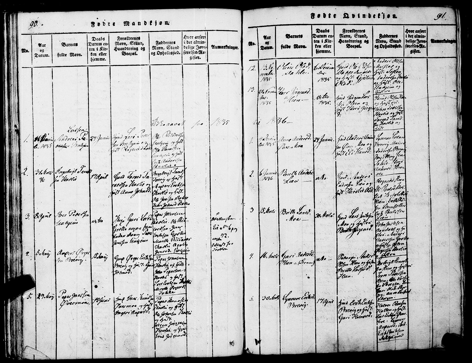 Ministerialprotokoller, klokkerbøker og fødselsregistre - Møre og Romsdal, SAT/A-1454/545/L0585: Parish register (official) no. 545A01, 1818-1853, p. 90-91