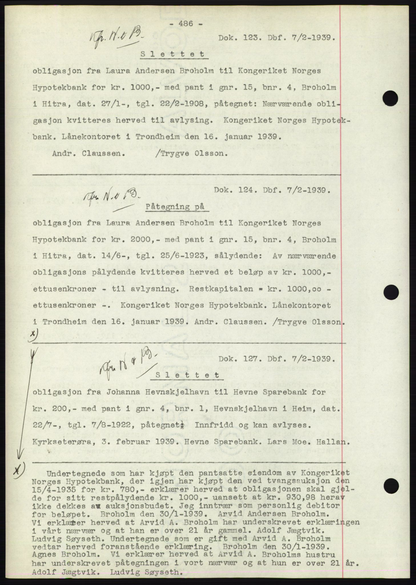 Hitra sorenskriveri, AV/SAT-A-0018/2/2C/2Ca: Mortgage book no. C1, 1936-1945, Diary no: : 123/1939