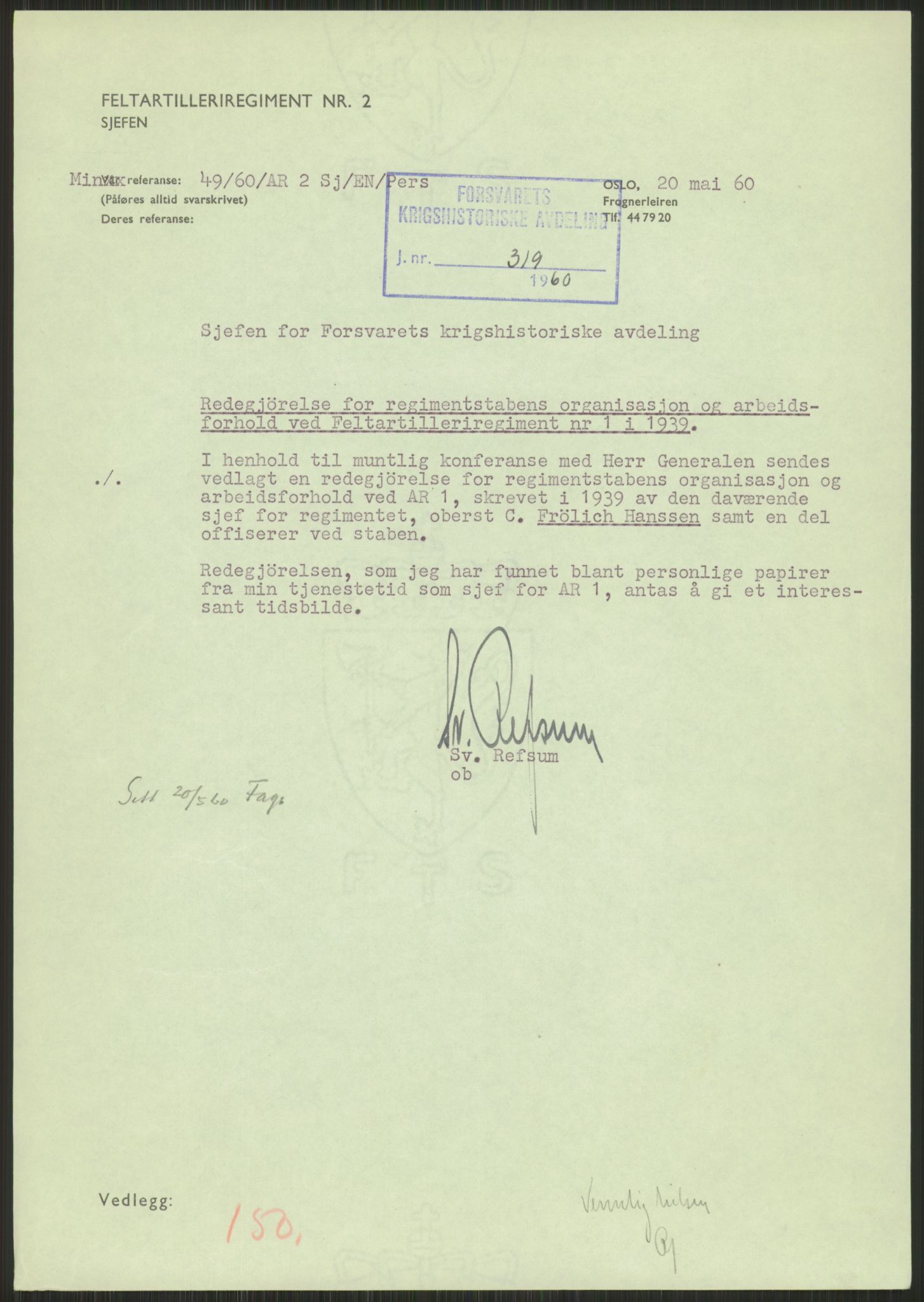 Forsvaret, Forsvarets krigshistoriske avdeling, AV/RA-RAFA-2017/Y/Yb/L0057: II-C-11-150-161  -  1. Divisjon, 1940-1955, p. 3