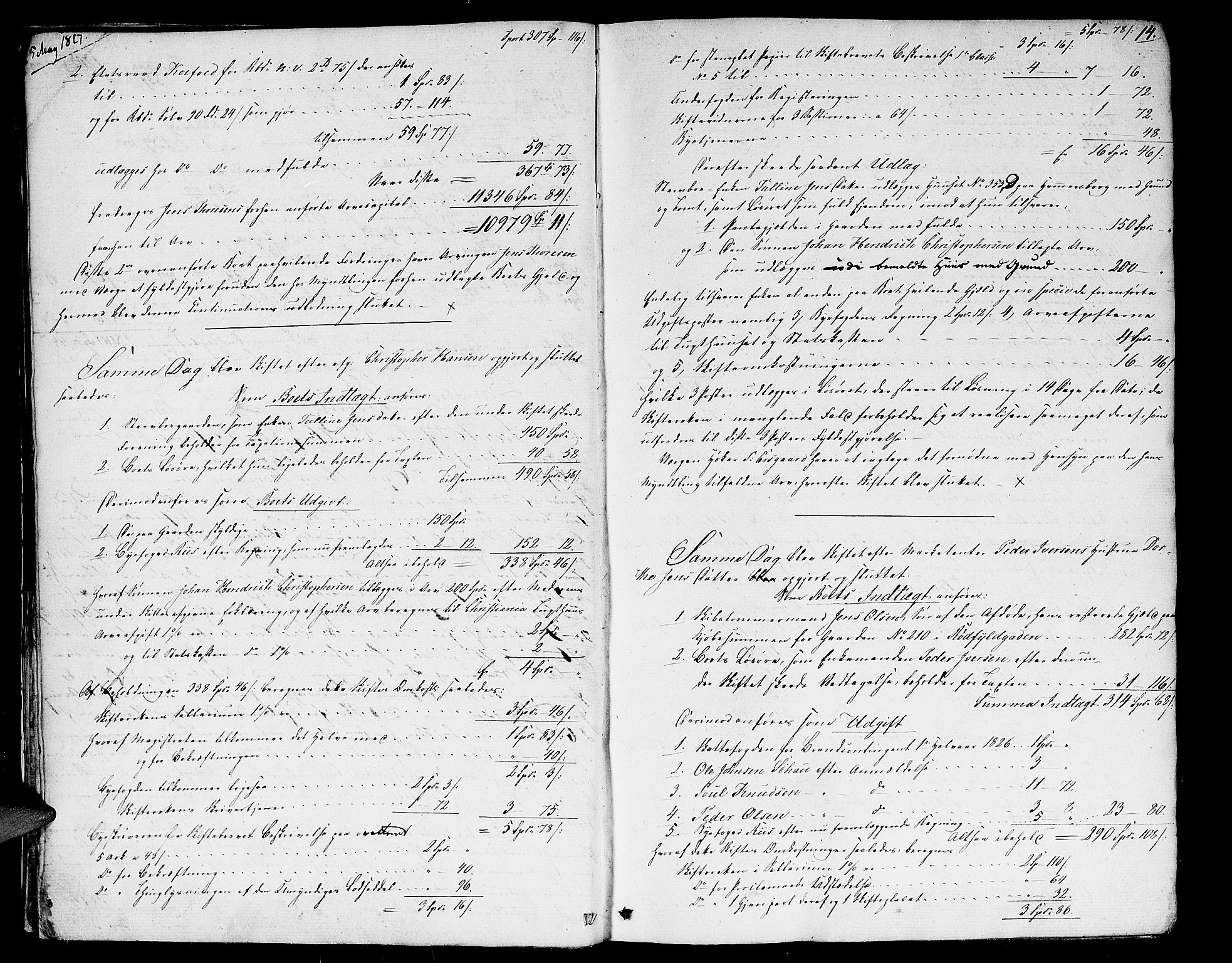 Oslo skifterett, AV/SAO-A-10383/H/Hd/Hda/L0001a: Skifteutlodningsprotokoll, 1827-1839, p. 13b-14a
