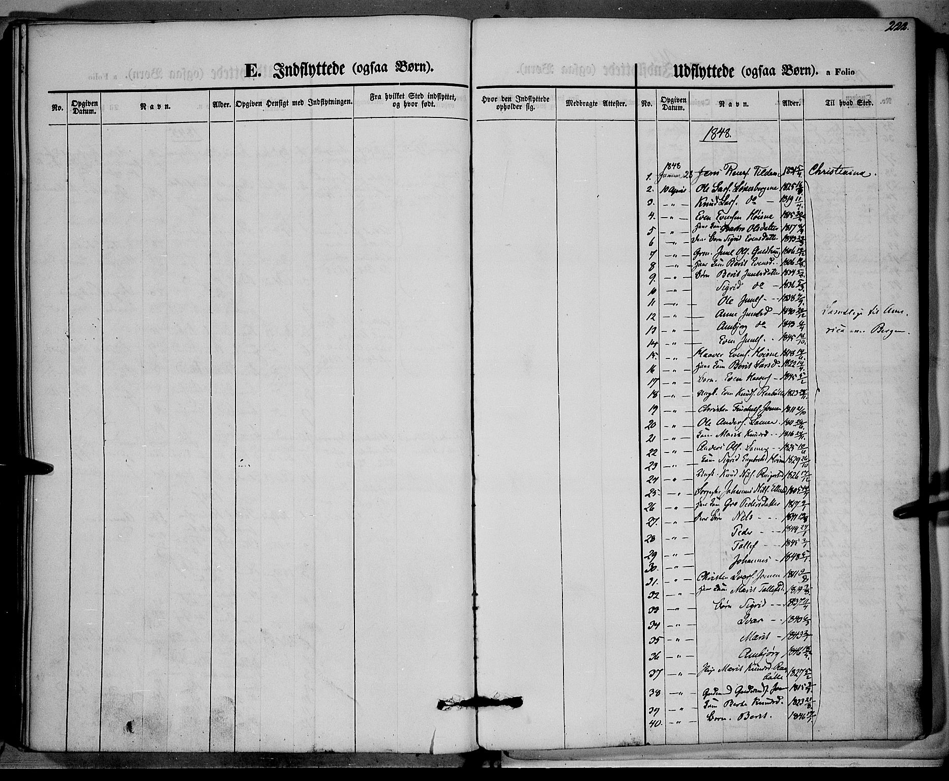 Vestre Slidre prestekontor, SAH/PREST-136/H/Ha/Haa/L0001: Parish register (official) no. 1, 1844-1855, p. 222