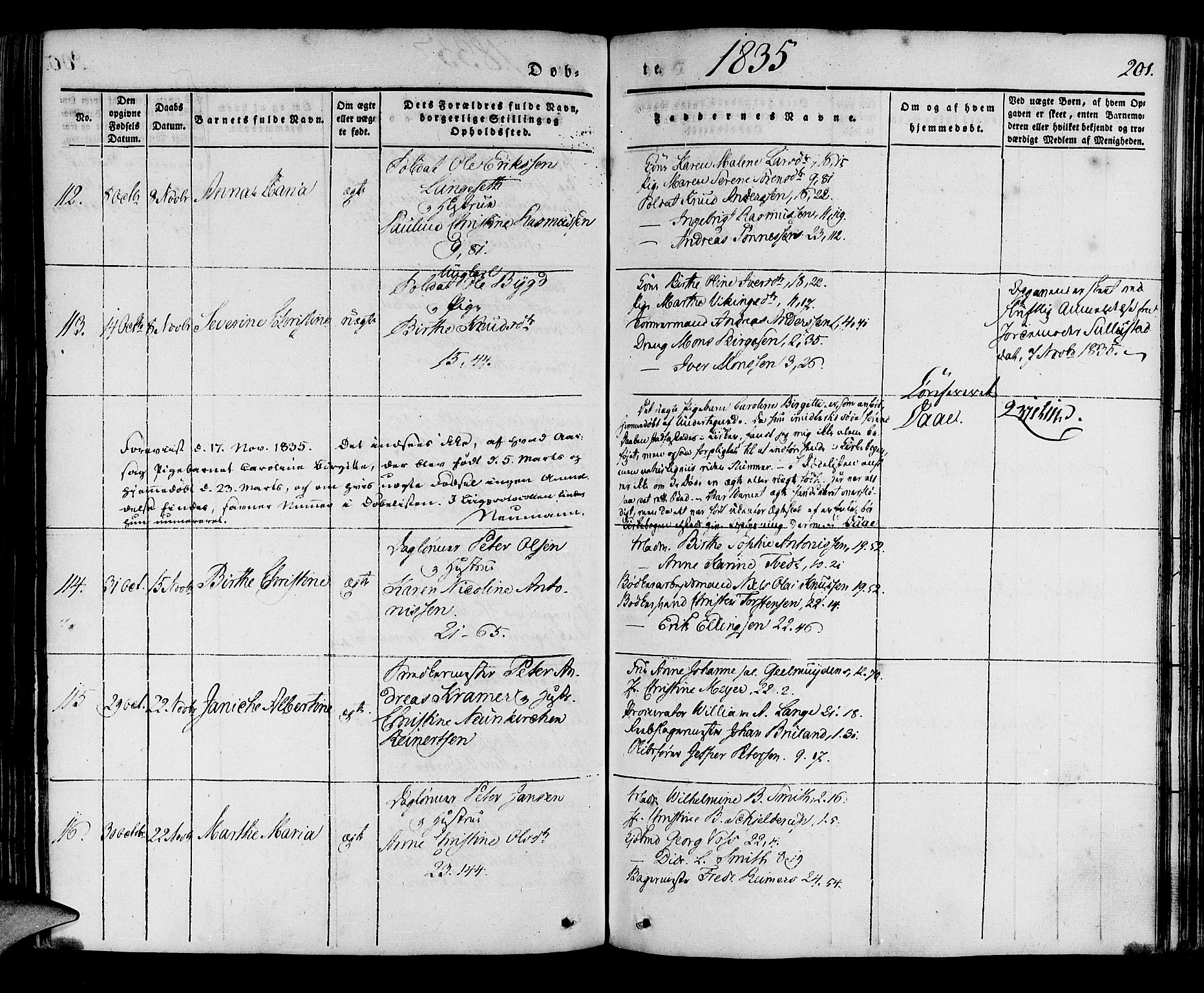 Korskirken sokneprestembete, AV/SAB-A-76101/H/Haa/L0015: Parish register (official) no. B 1, 1833-1841, p. 201