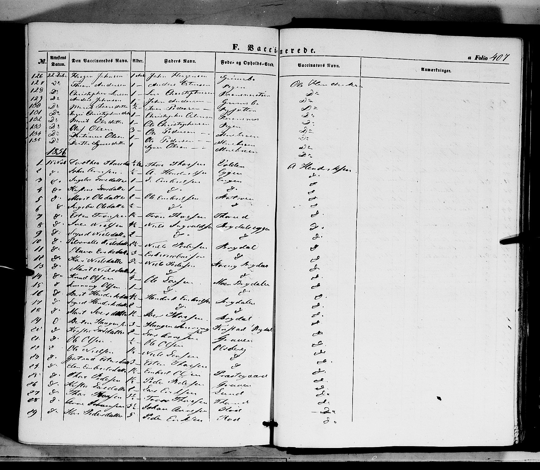 Tynset prestekontor, SAH/PREST-058/H/Ha/Haa/L0020: Parish register (official) no. 20, 1848-1862, p. 407